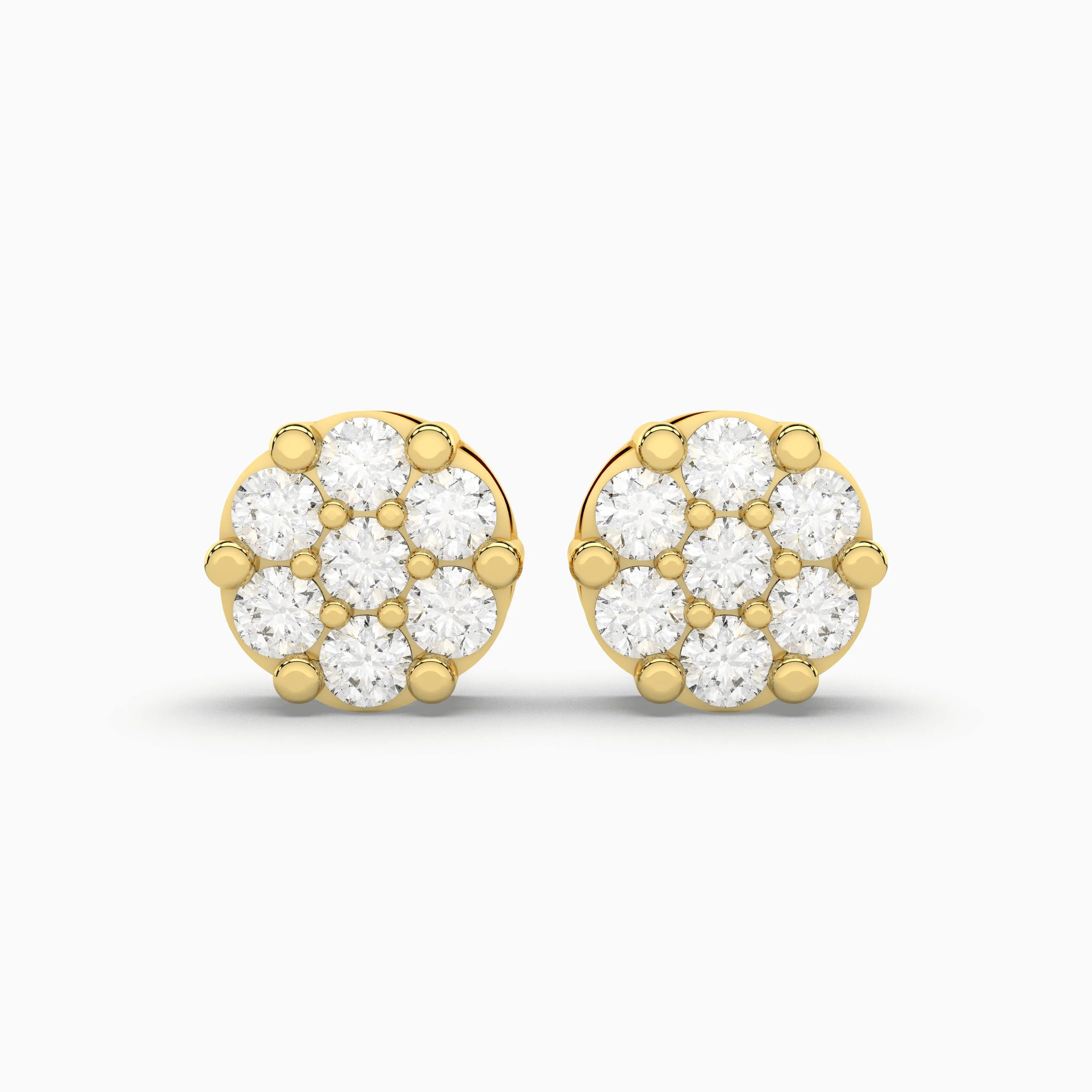 Round Natural Diamond Stud Earrings For Unisex