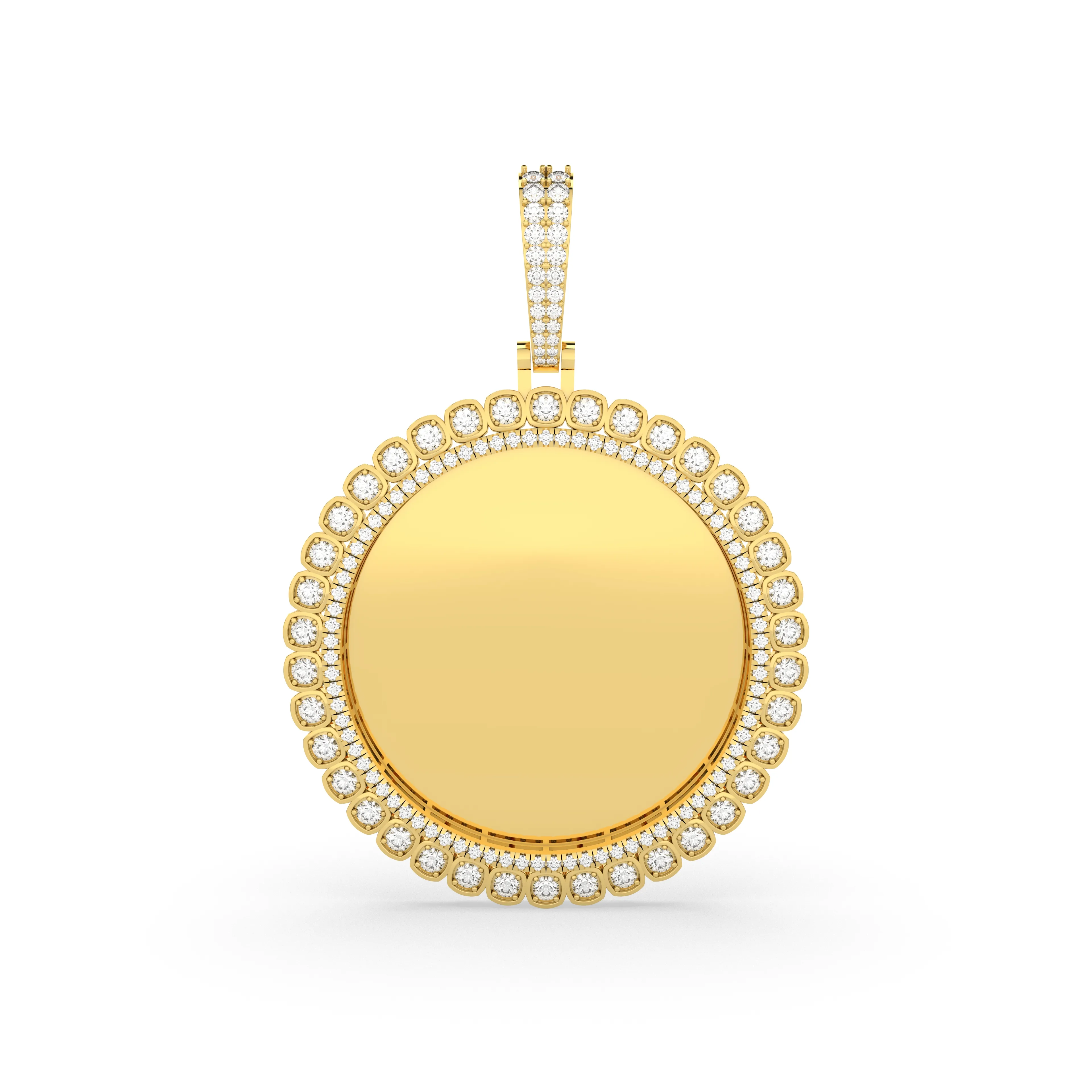 Iced-Out Cuban Frame Round Picture Pendant