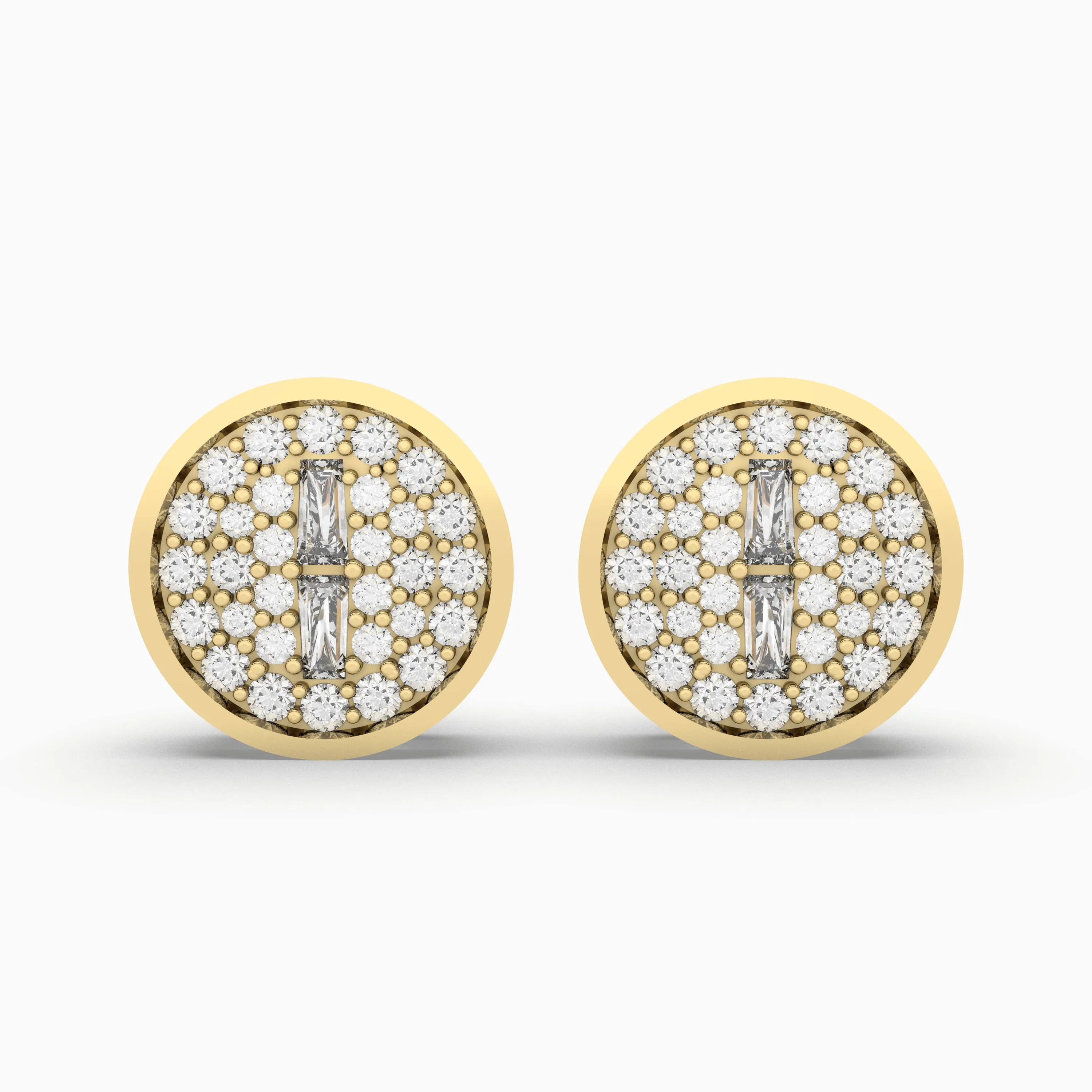 10K Gold Halo Natural Diamond Stud Earring For Women