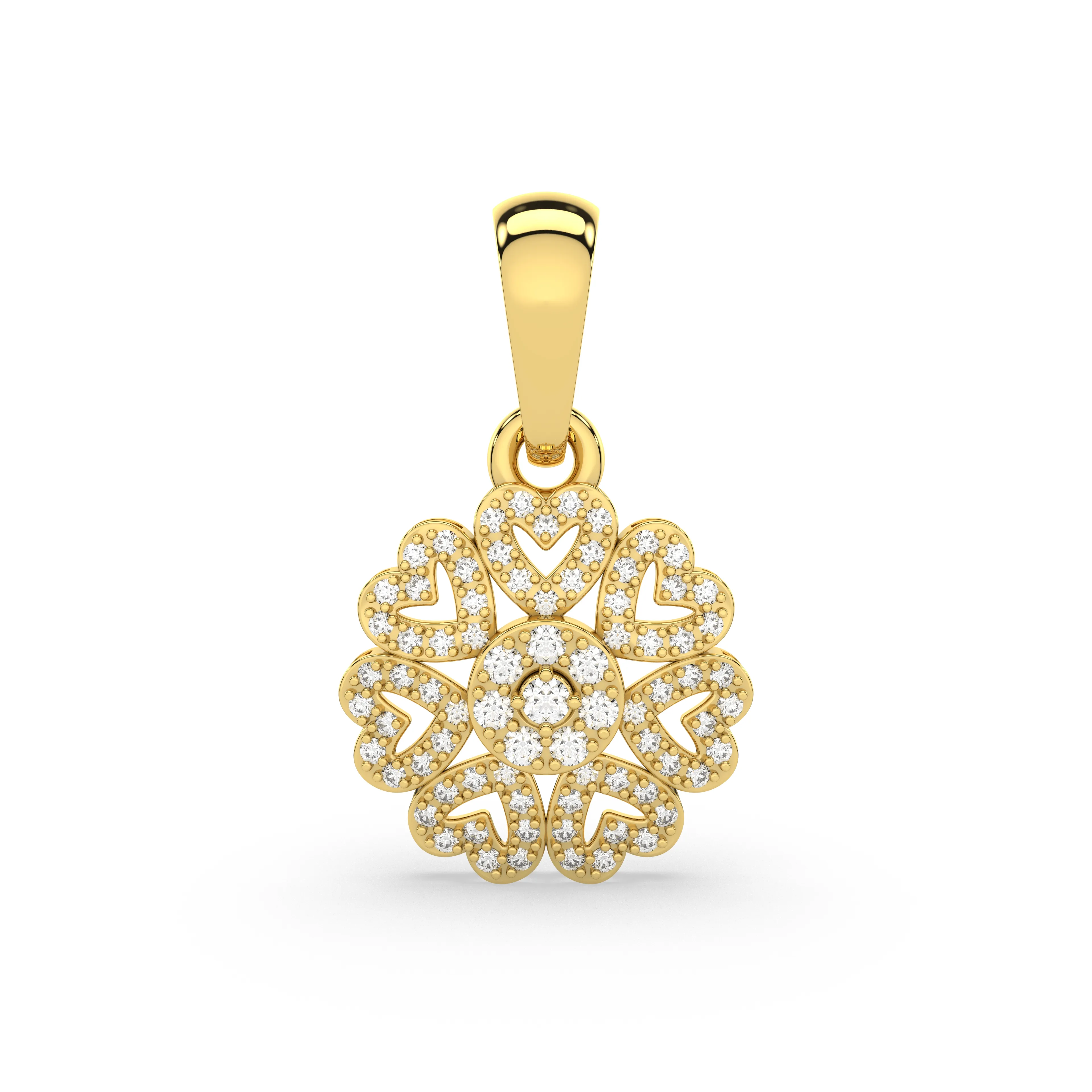 Natural Diamond Floral Or Clover Pendant