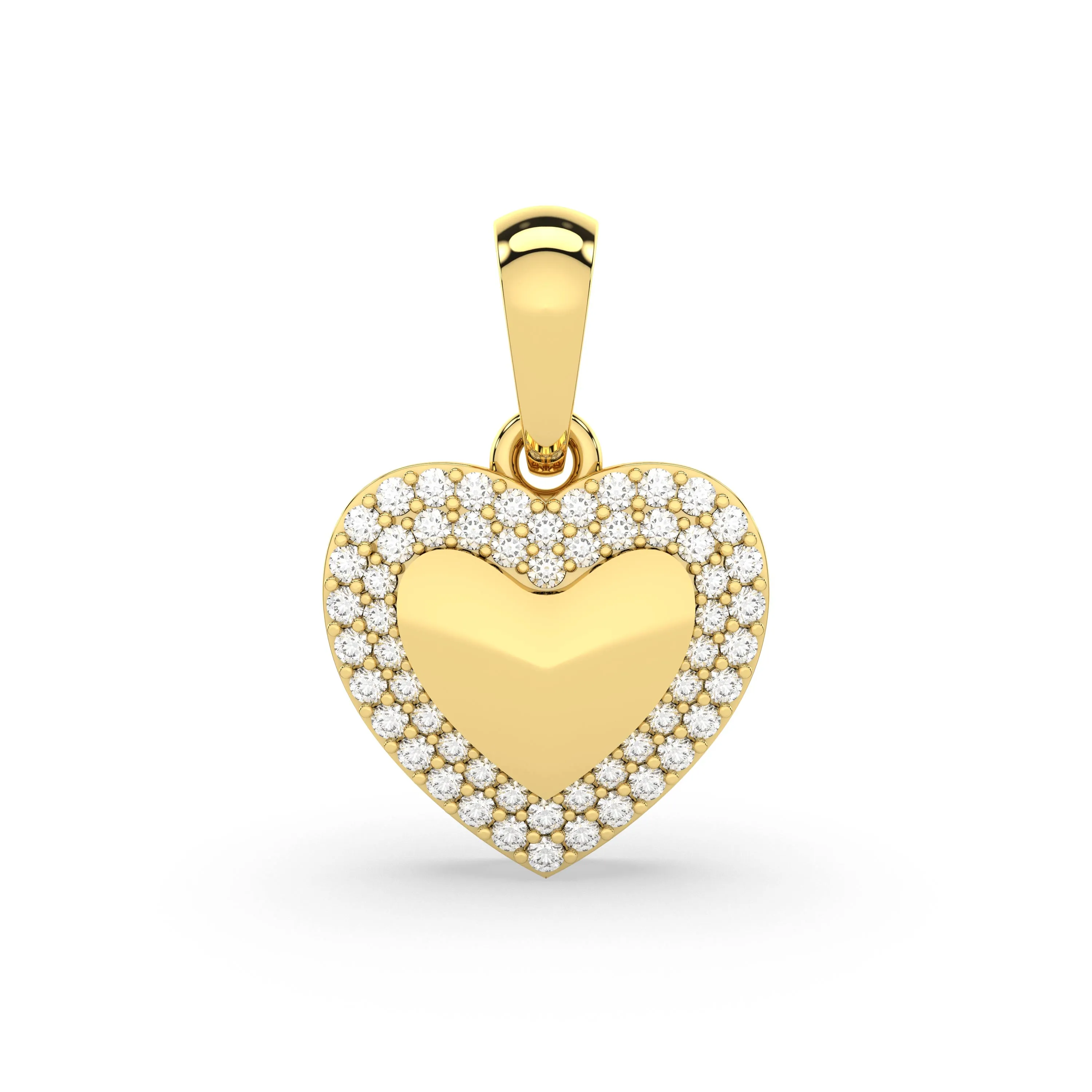 Round Natural Diamond Halo Heart Pendant