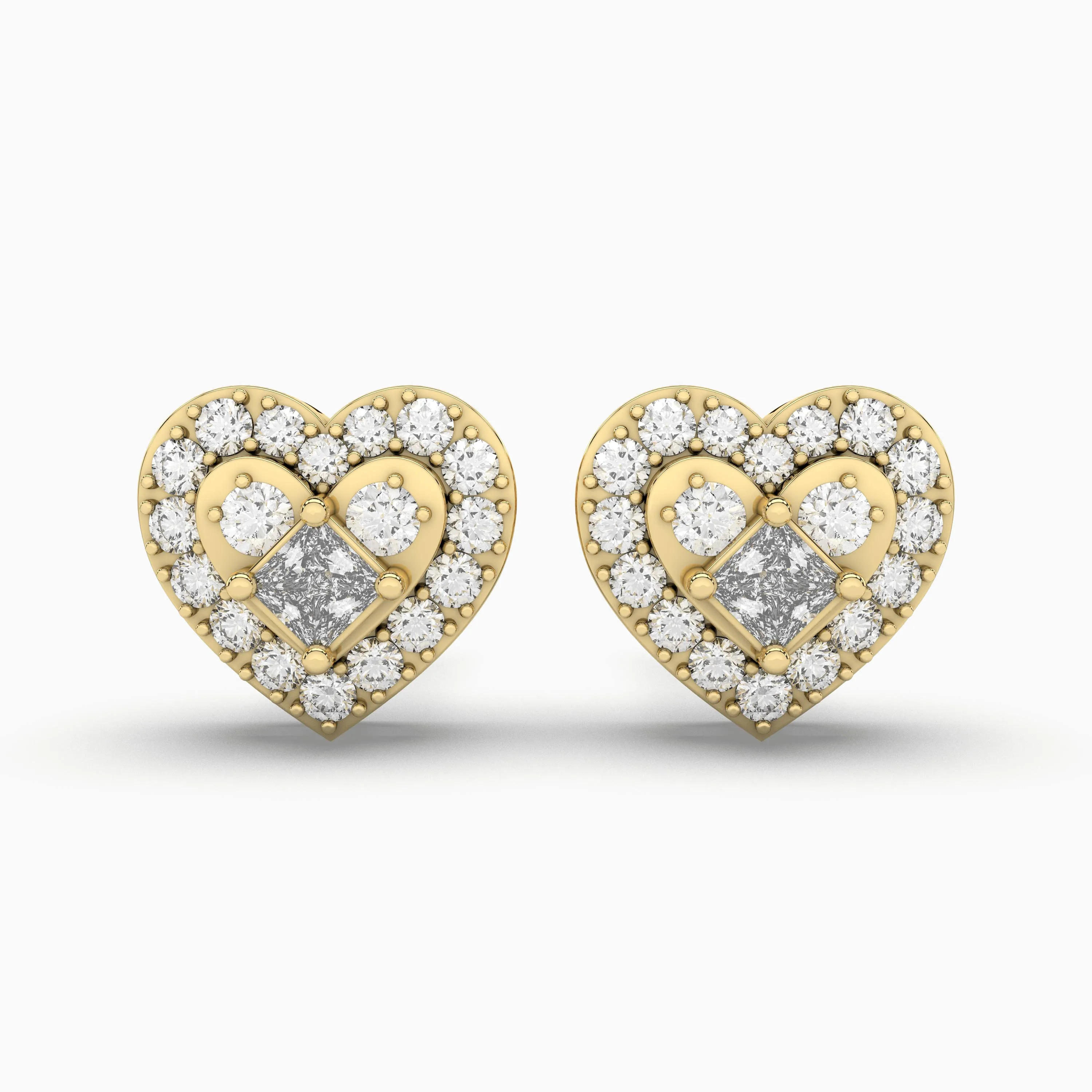 Heart Shaped 0.54 CT.T.W Natural Diamond Stud Earring For Her