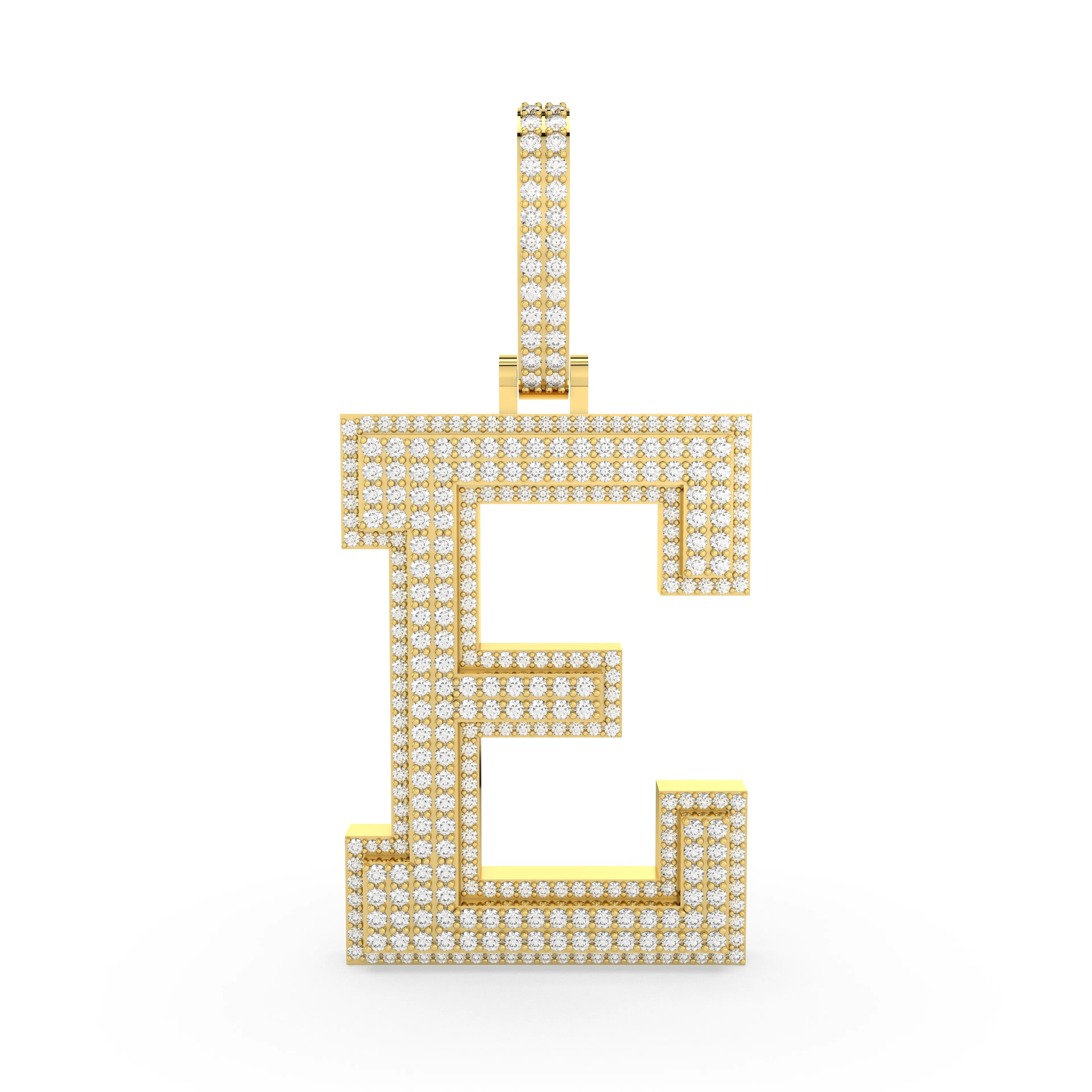Natural Diamond Initial "E" Letter Pendant