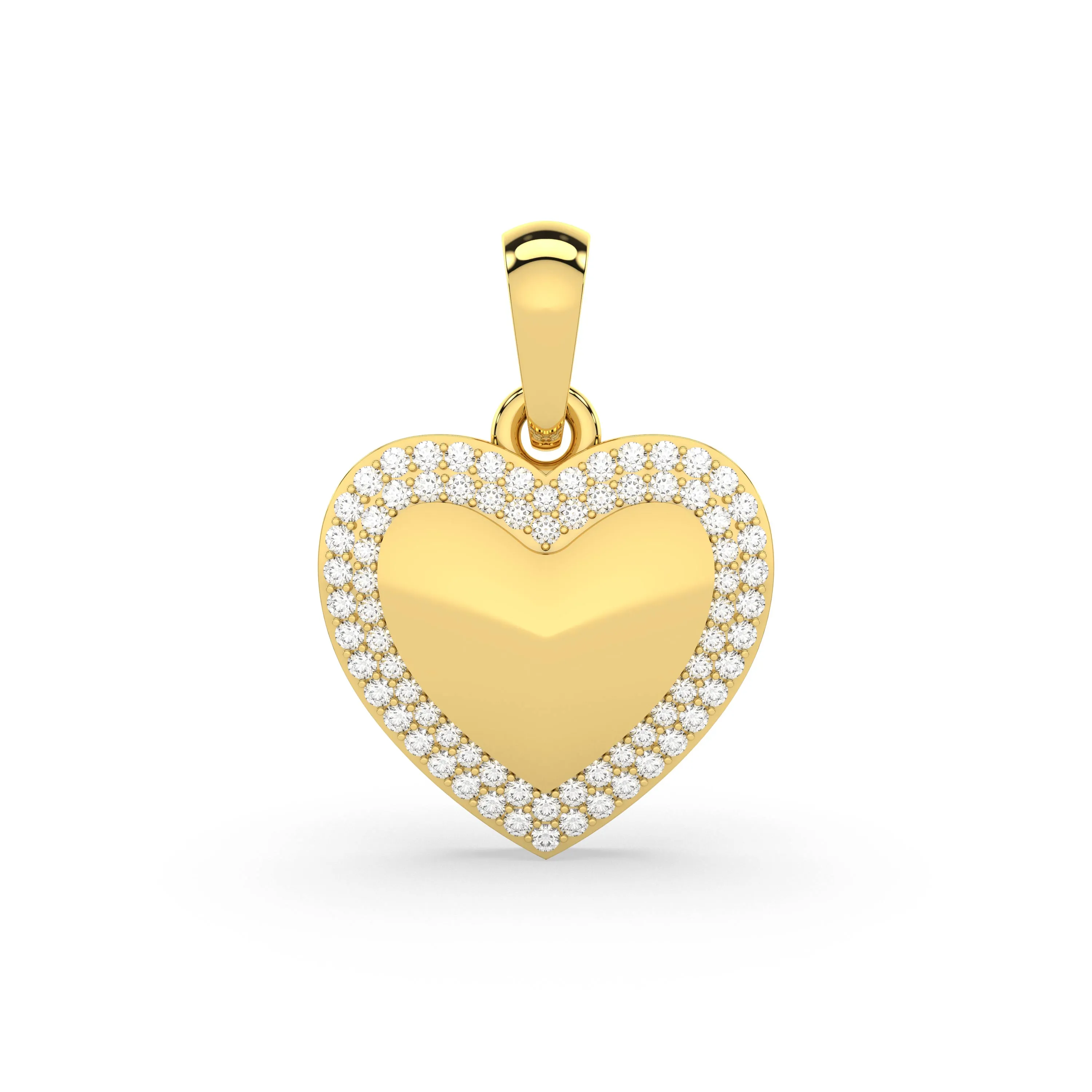 2 Row Natural Diamond Heart 0.44 CT Pendant