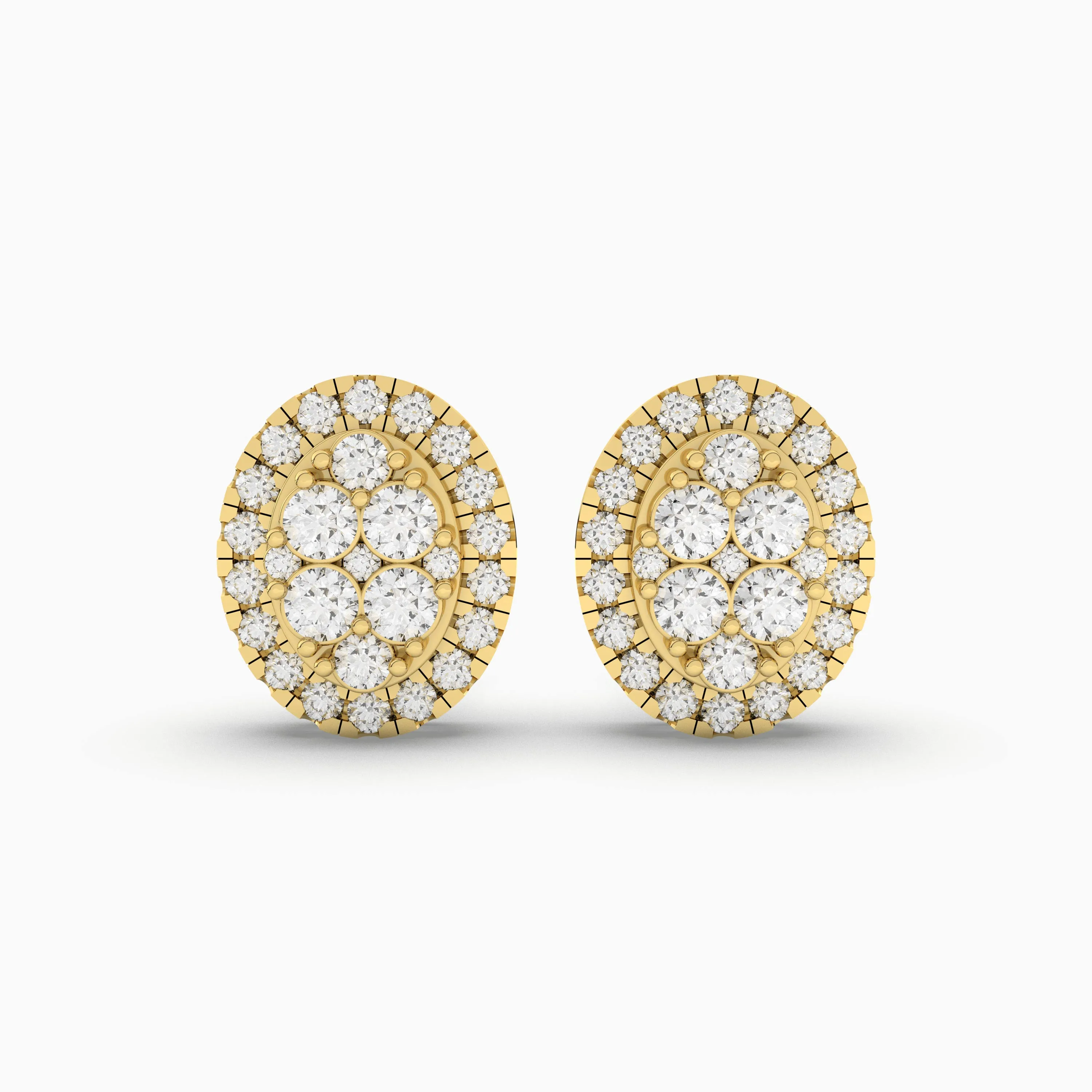 Round Chex Natural Diamond Earrings