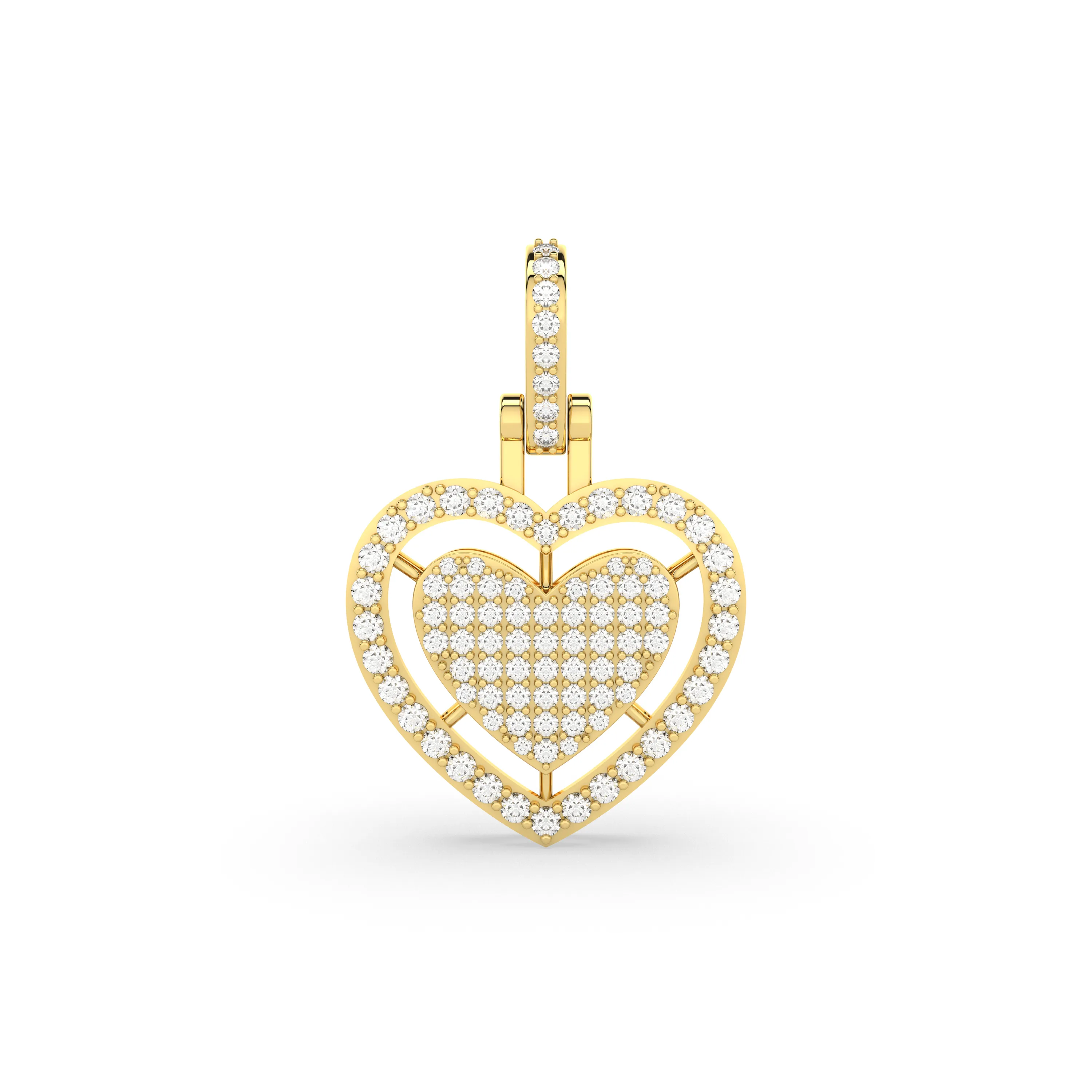 Round Natural Diamond Heart Pendant