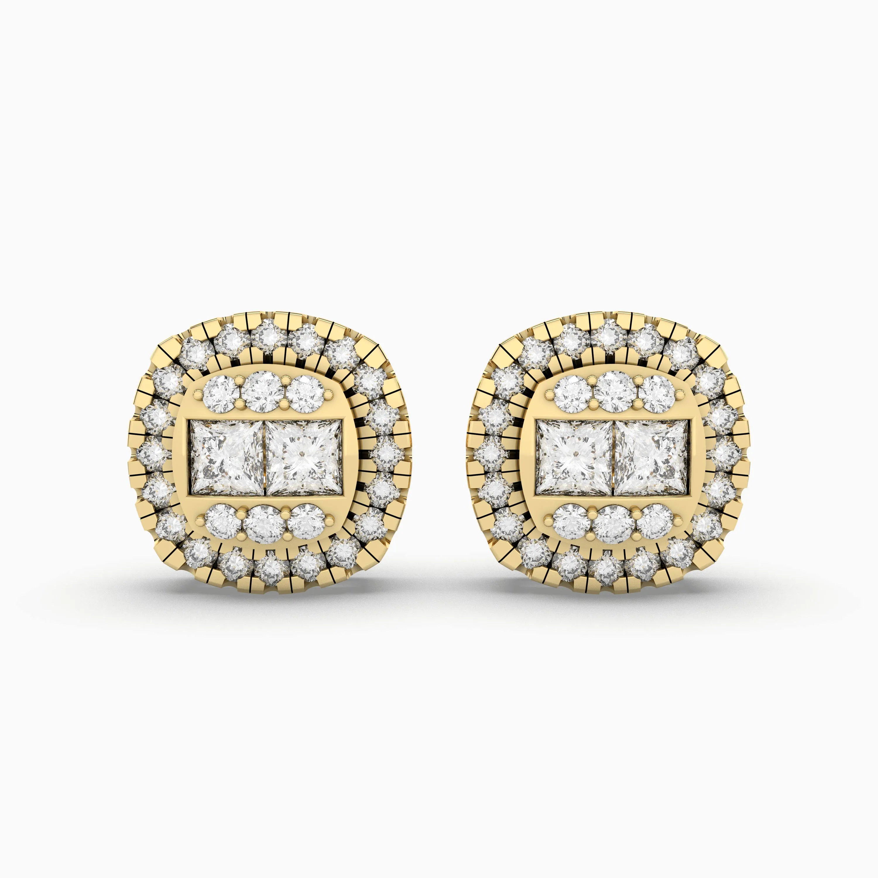 Punky Gold Round Natural Diamond Earrings