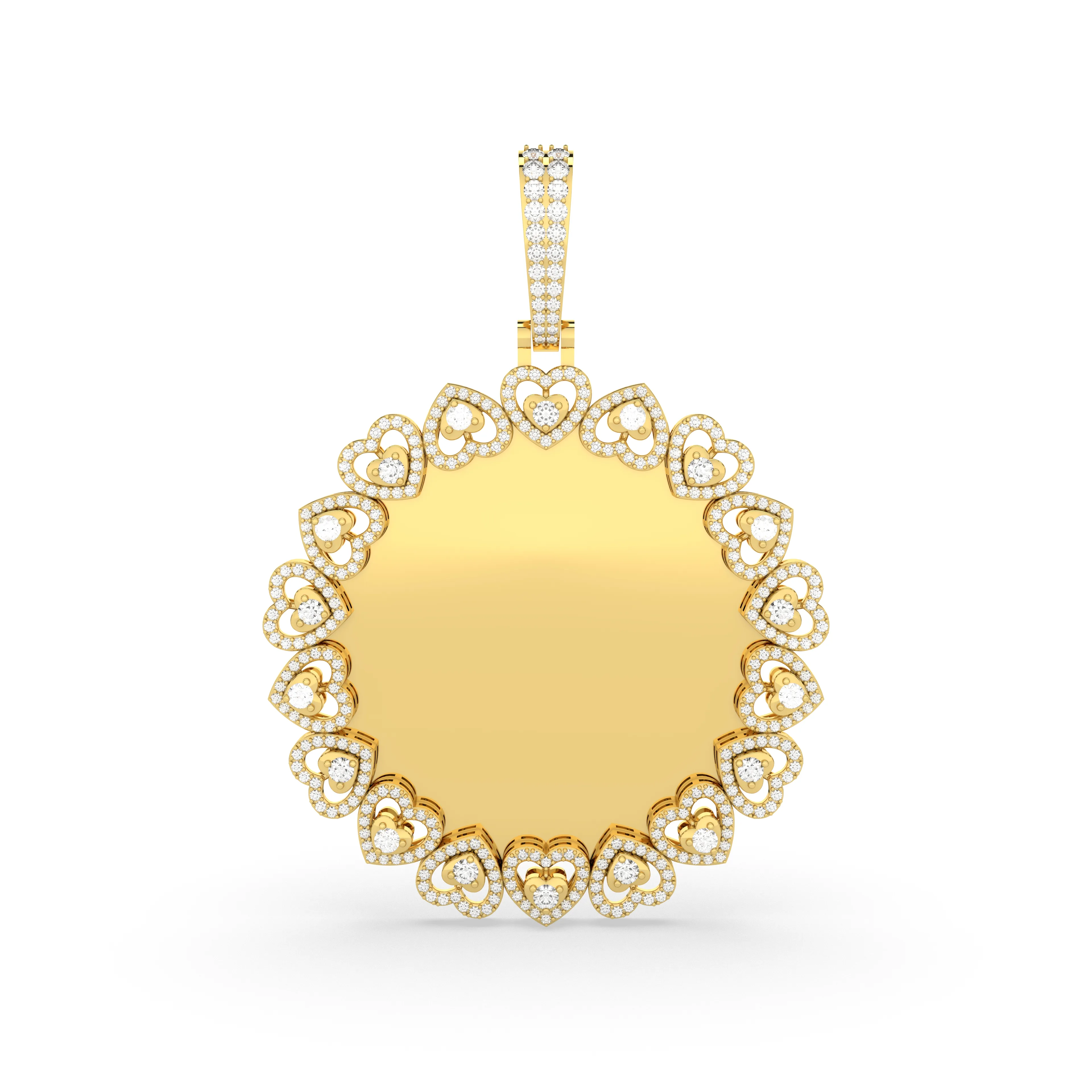 Natural Diamond Personalized Photo Pendant With A Heart-Shaped Border