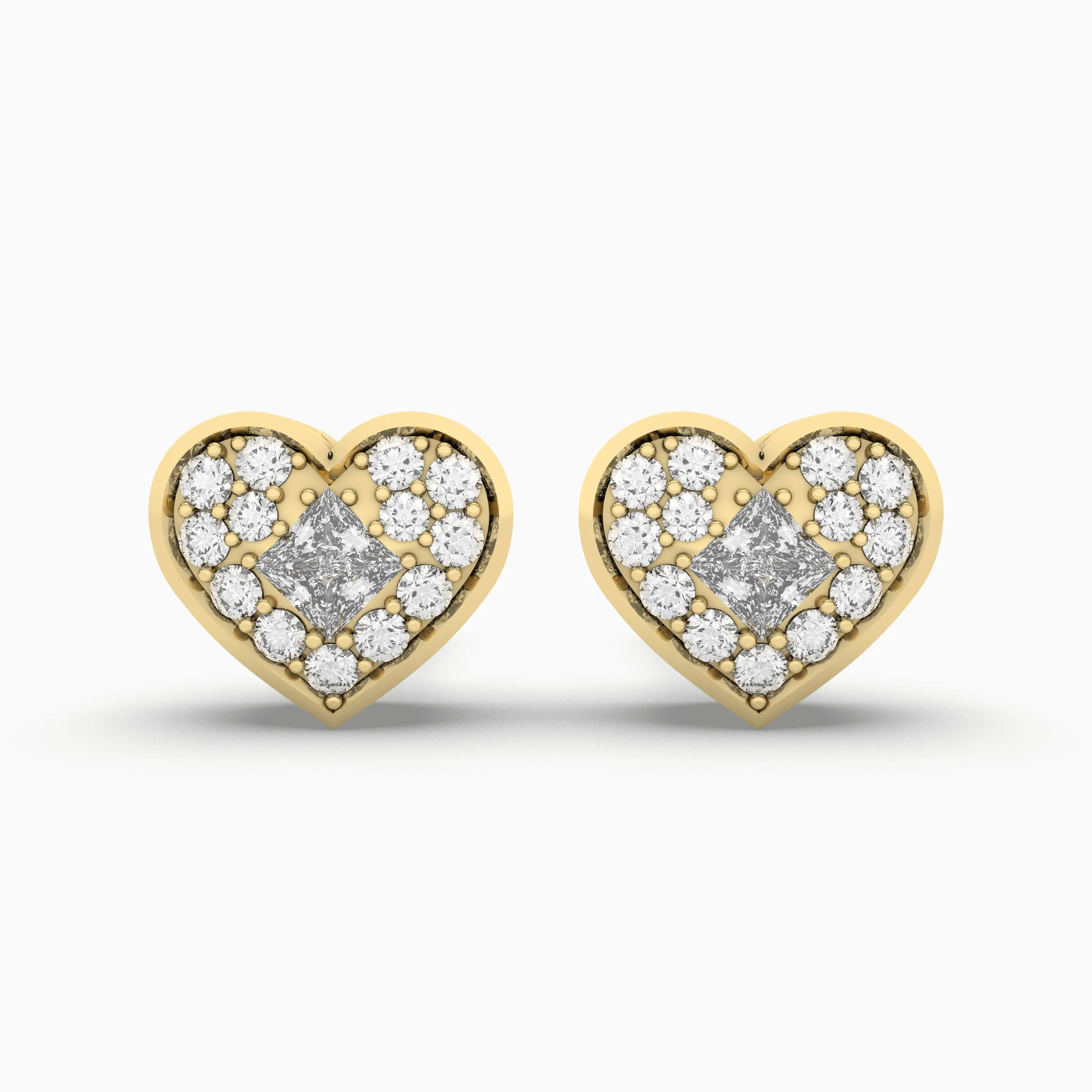 Elegant Sparkling Heart Halo Natural Diamond Stud Earrings For Women