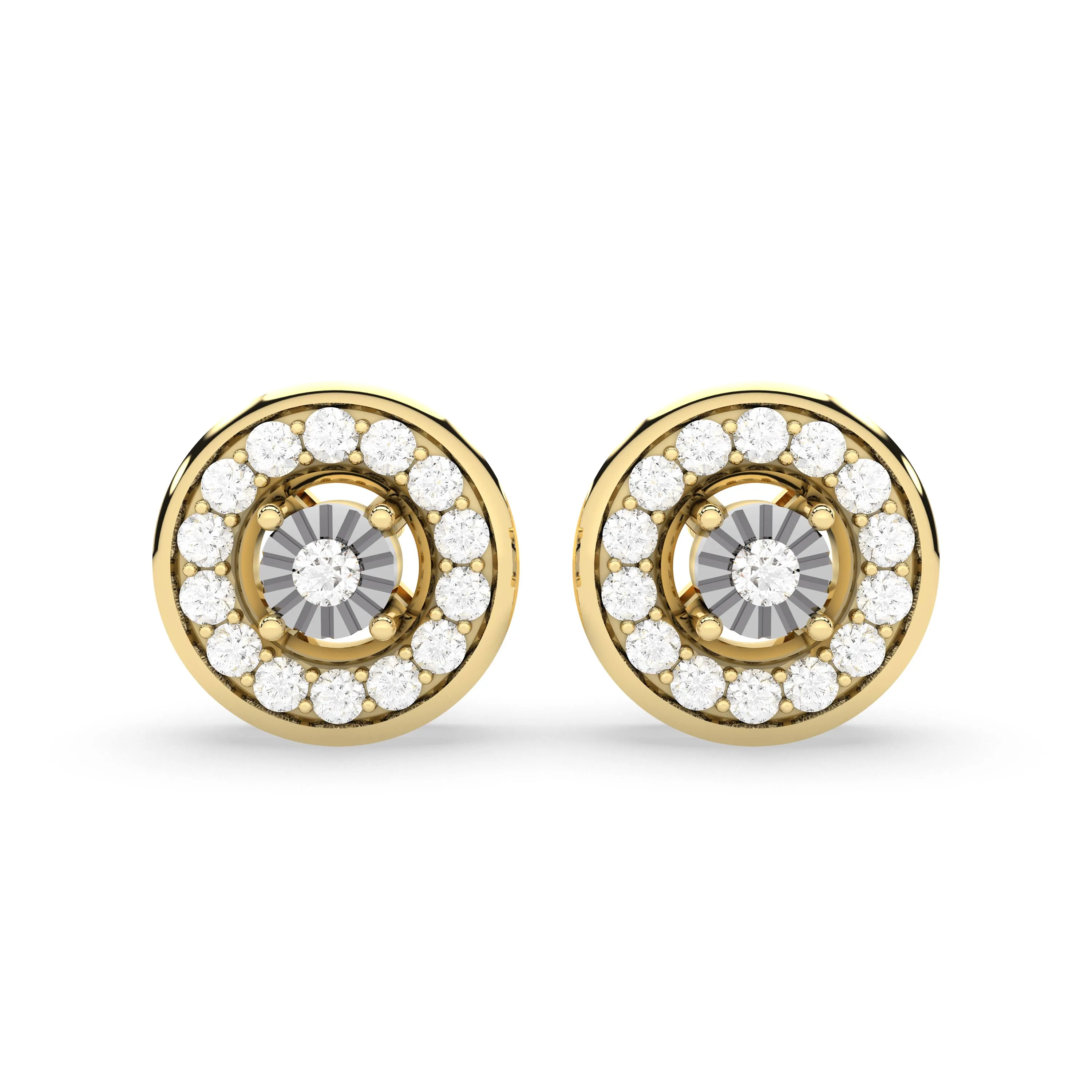 0.15 CT.T.W Gold Round Natural Diamond Stud Earring For Women