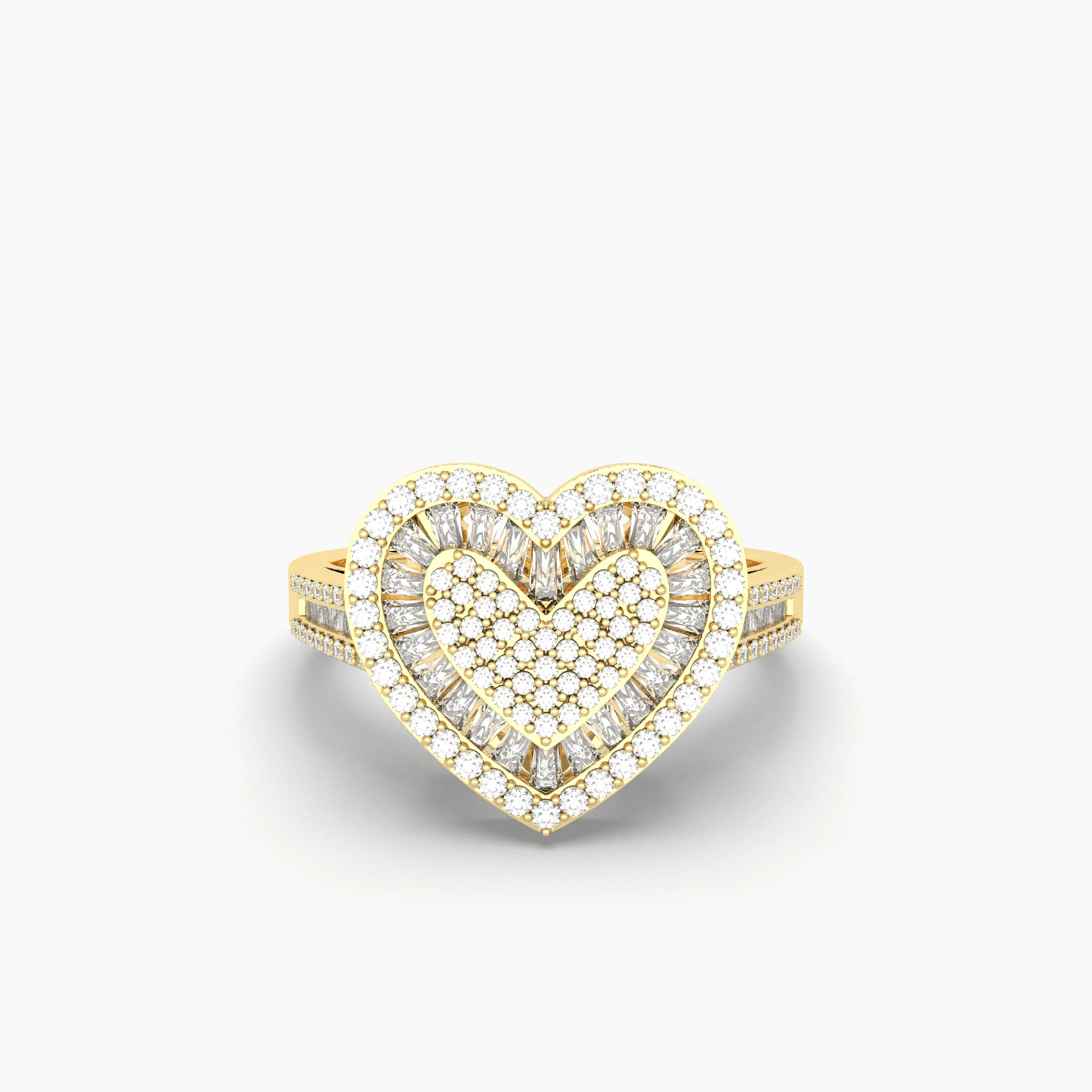 Dual Tone Heart Shaped Natural Diamonds Ring