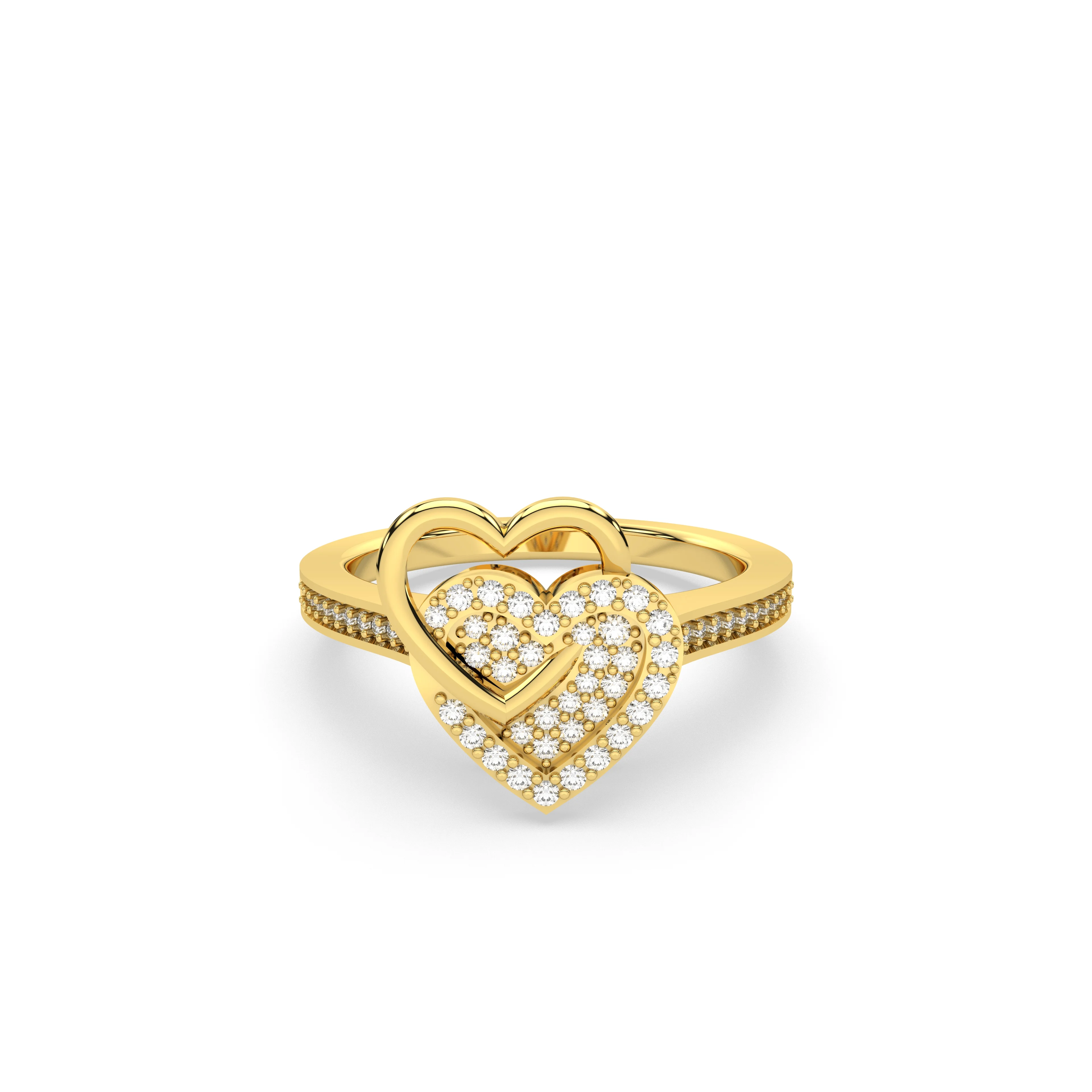 Dual Heart Motif Natural Diamond Ring