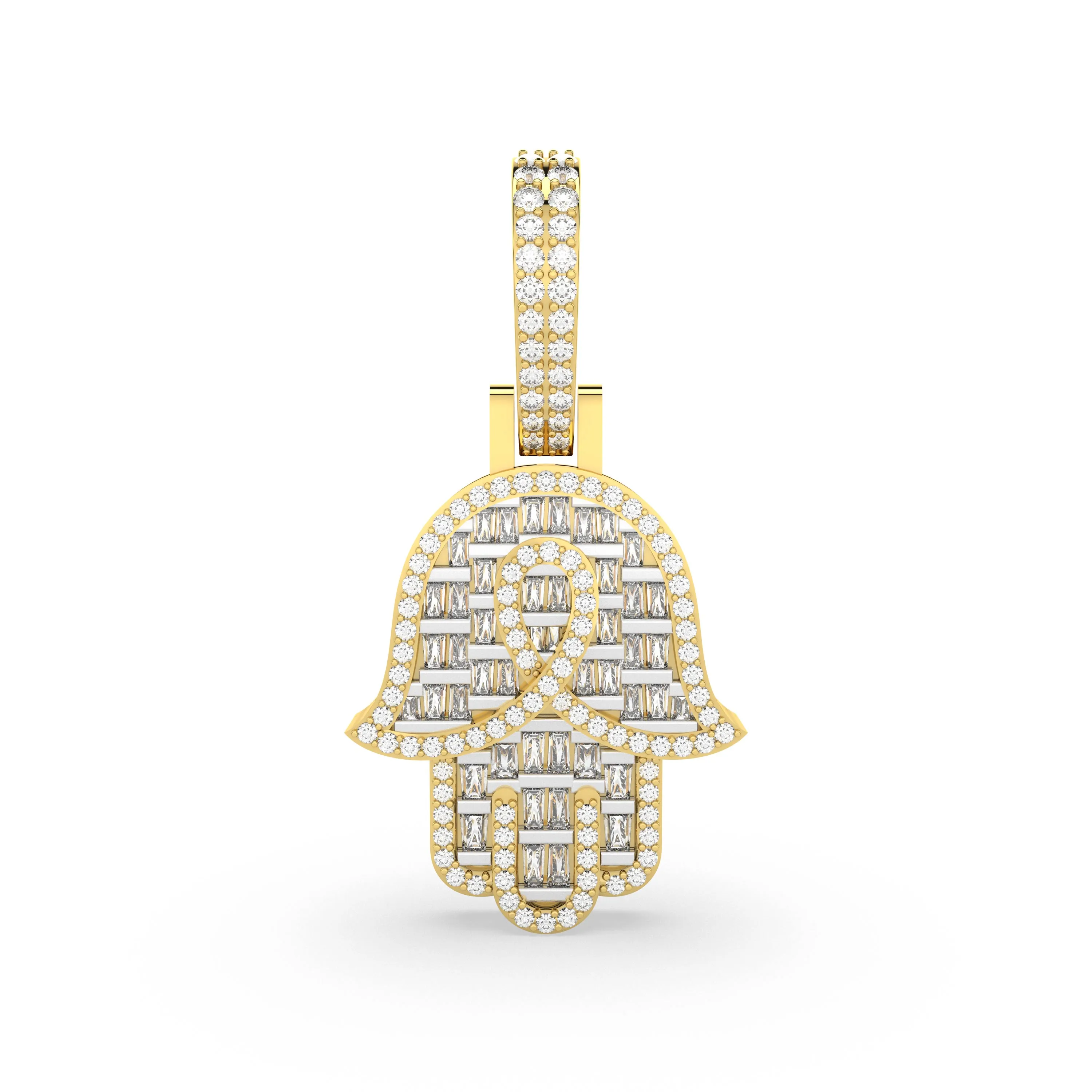 Hamsa Hand Natural Diamond Charm Pendant