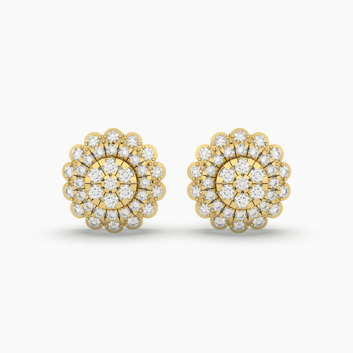 Round Natural Diamond Halo Stud Earrings