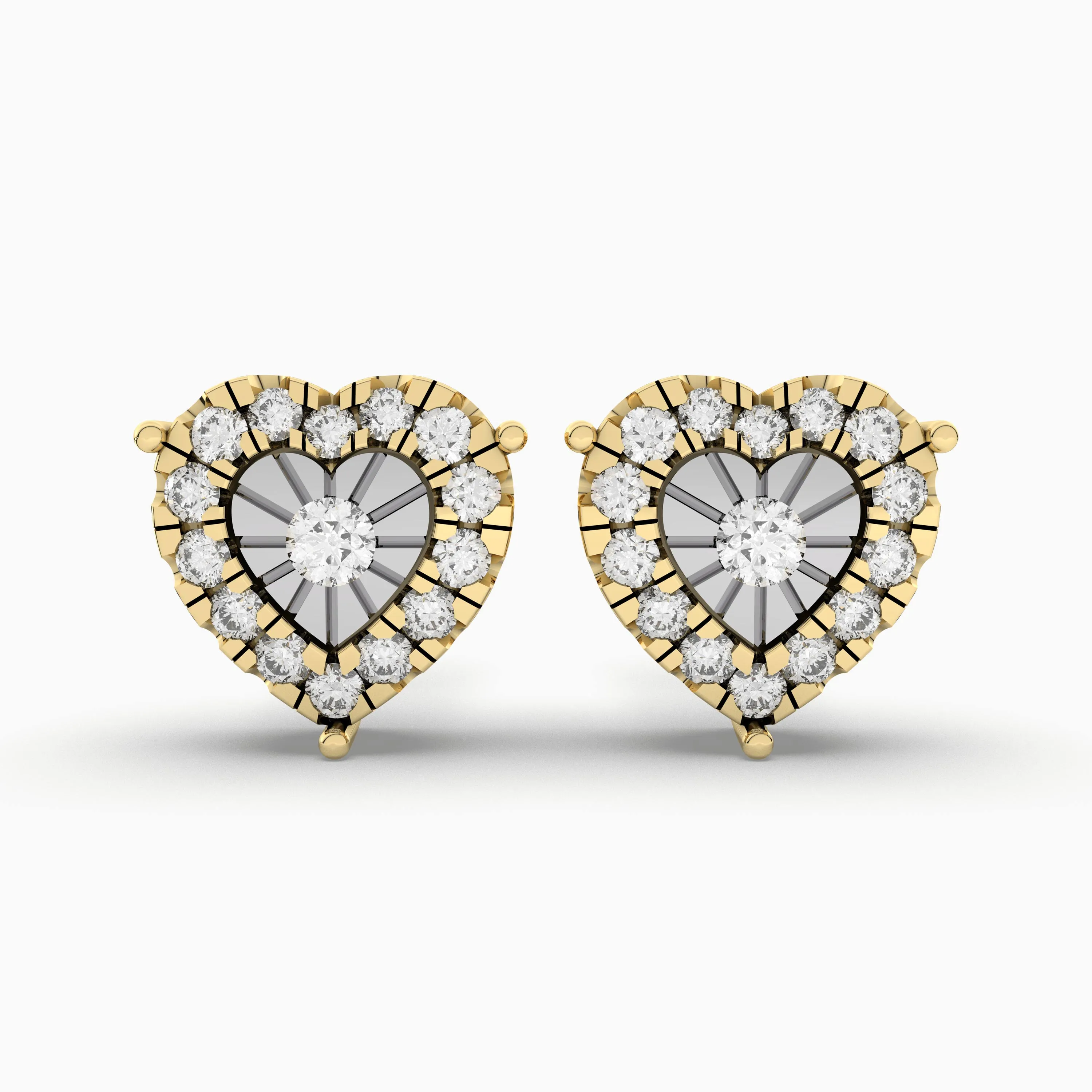 Womens Glittering Heart Natural Diamond Stud Earring