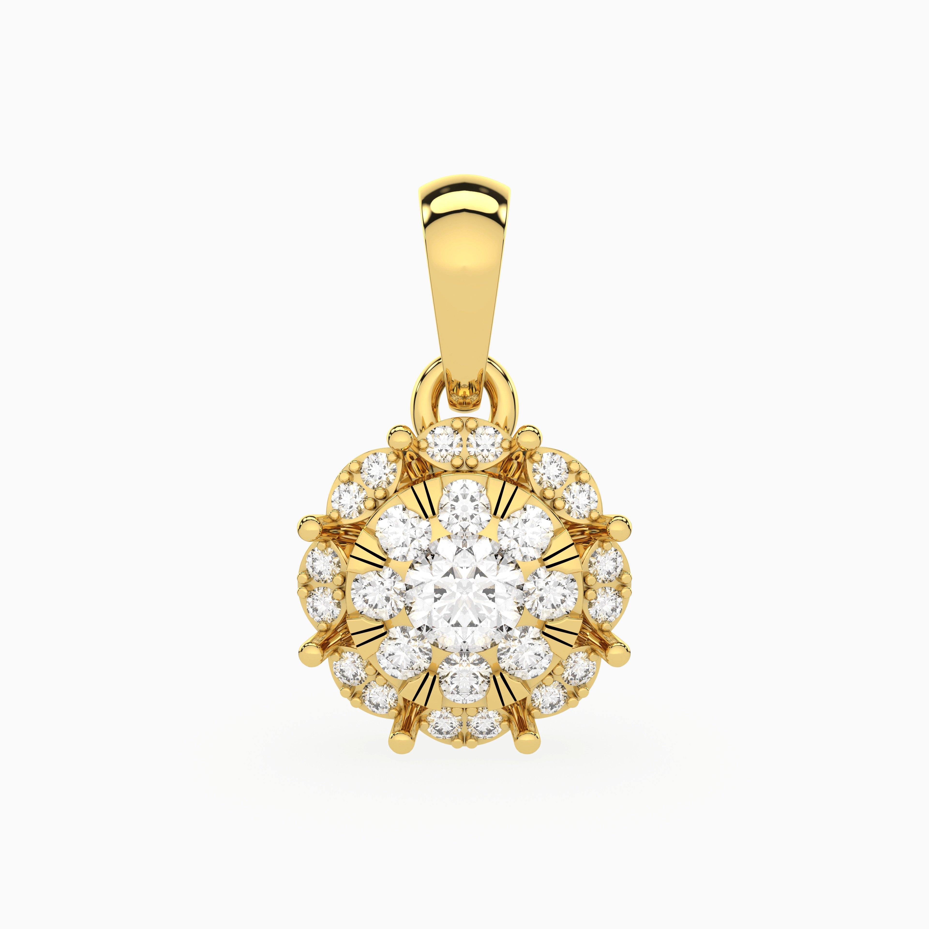 Dazzling Center Round Lab Grown Diamond Cluster Halo Pendant
