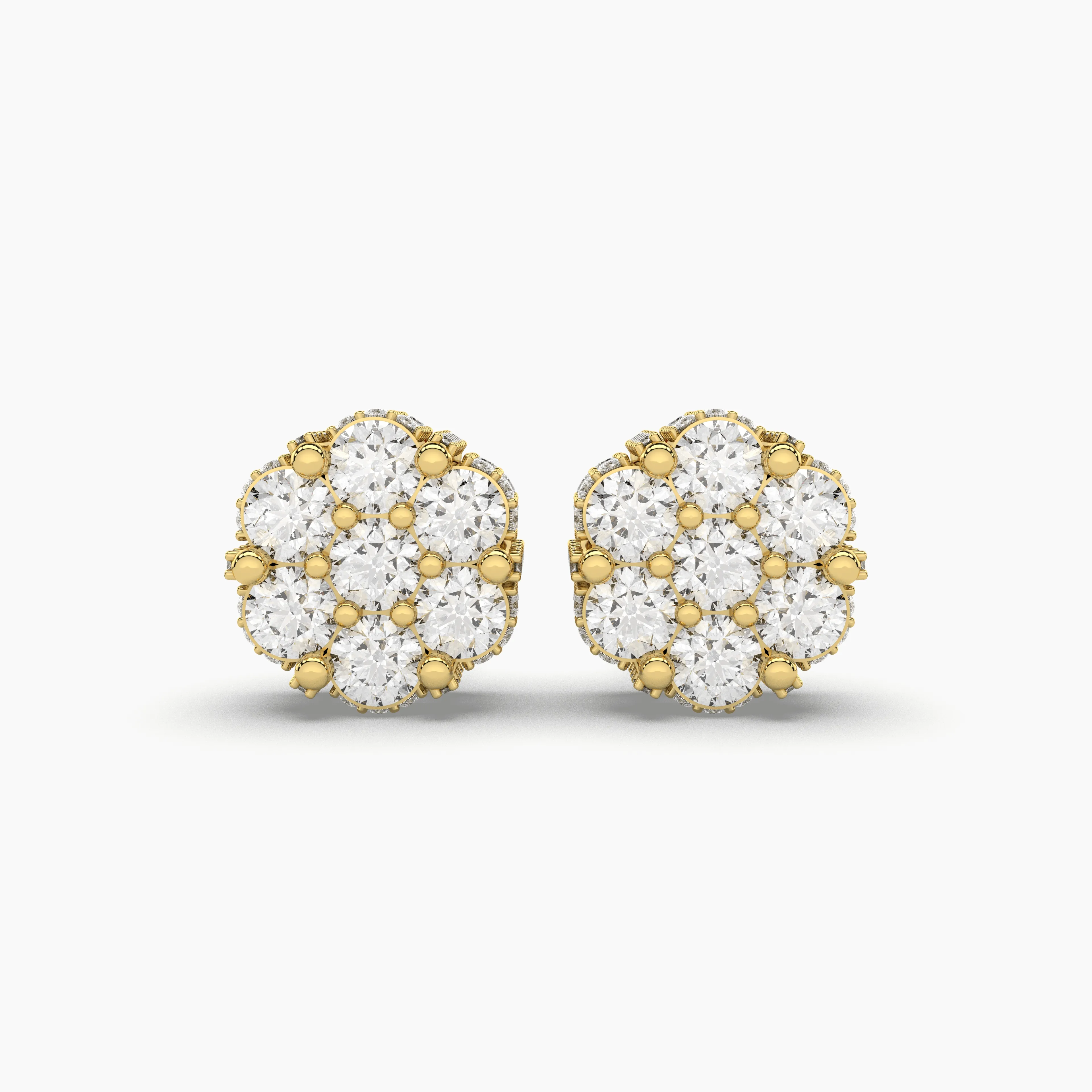 Blossom Flower Seven Natural Diamond Studs Earrings