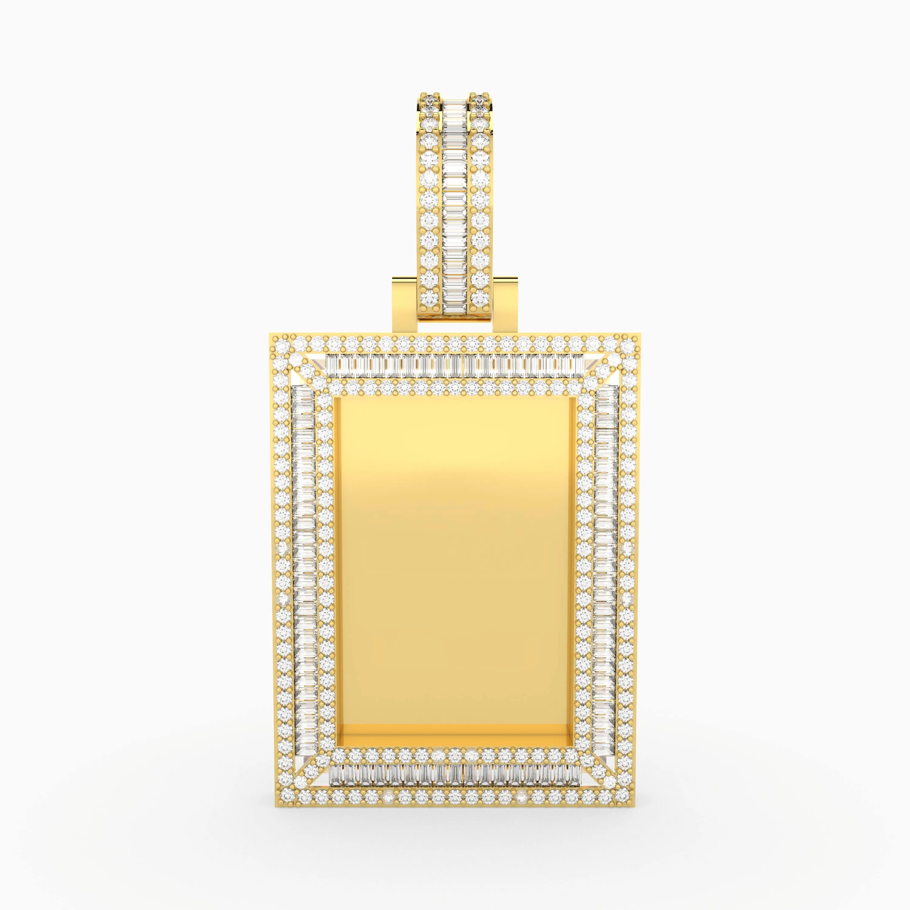 Rectangle Shaped Natural Diamond Memory Charm Pendant