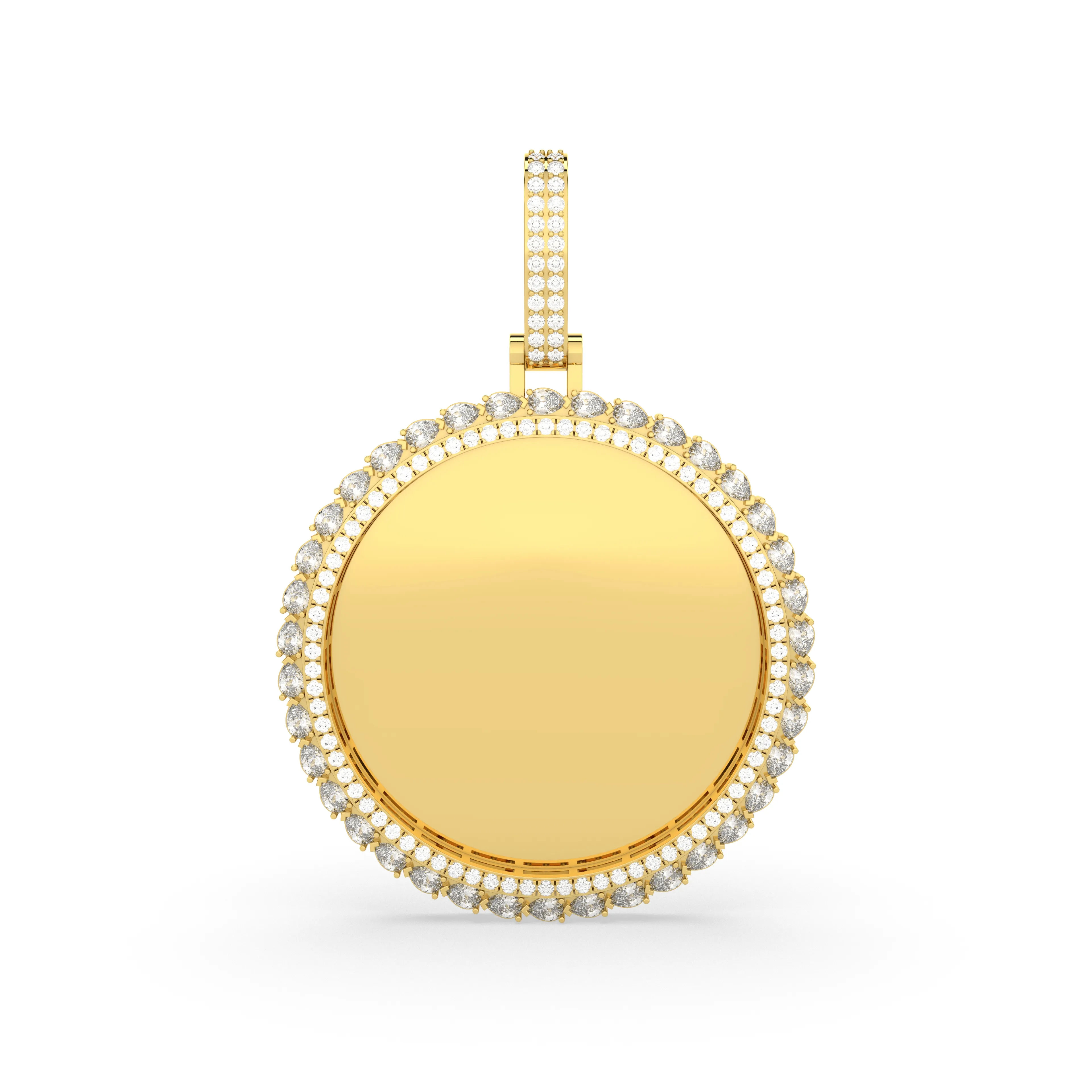 Memory Frame Medallion Photo Engrave Diamond Pendant