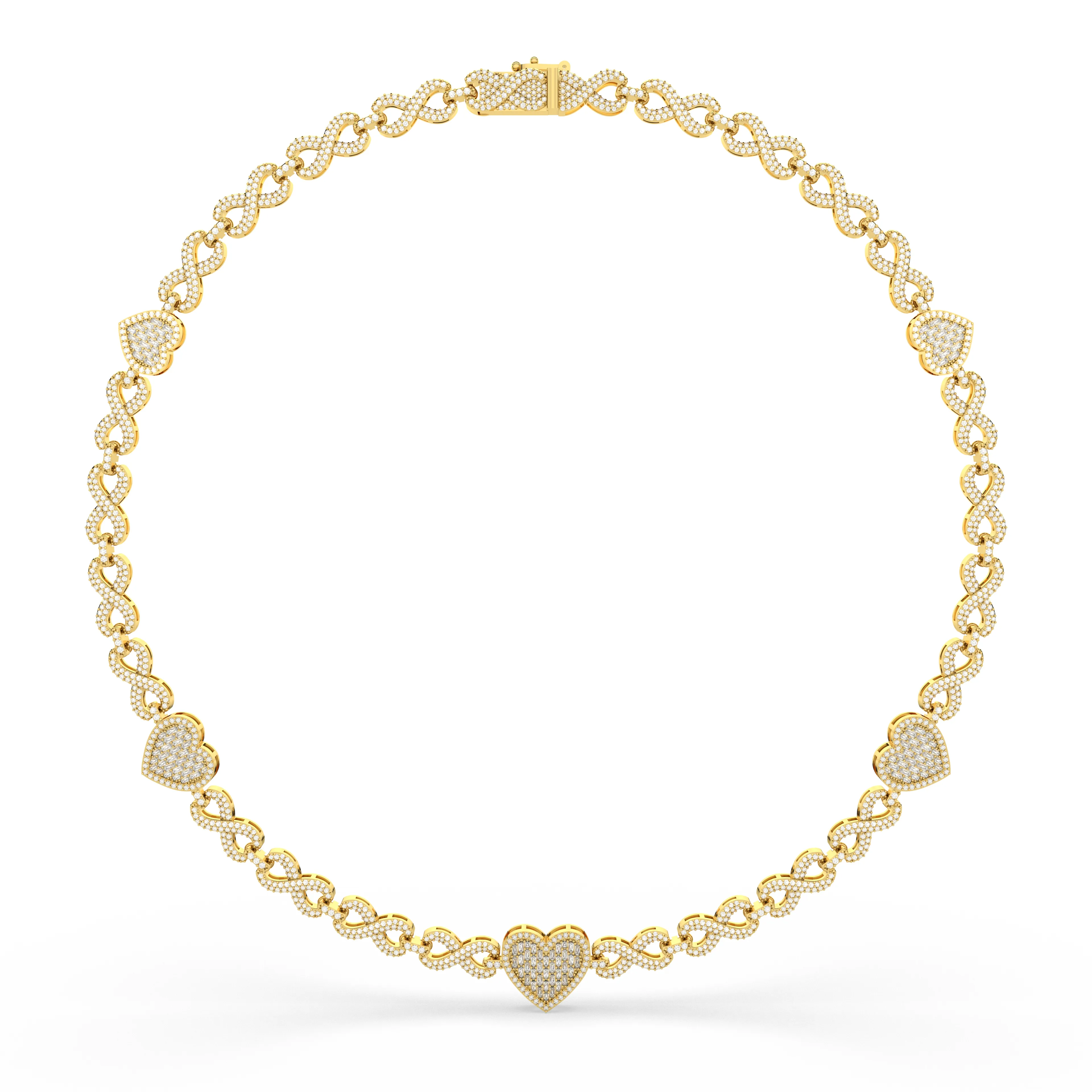 Sterling Natural Diamond Heart Link Necklace For Women