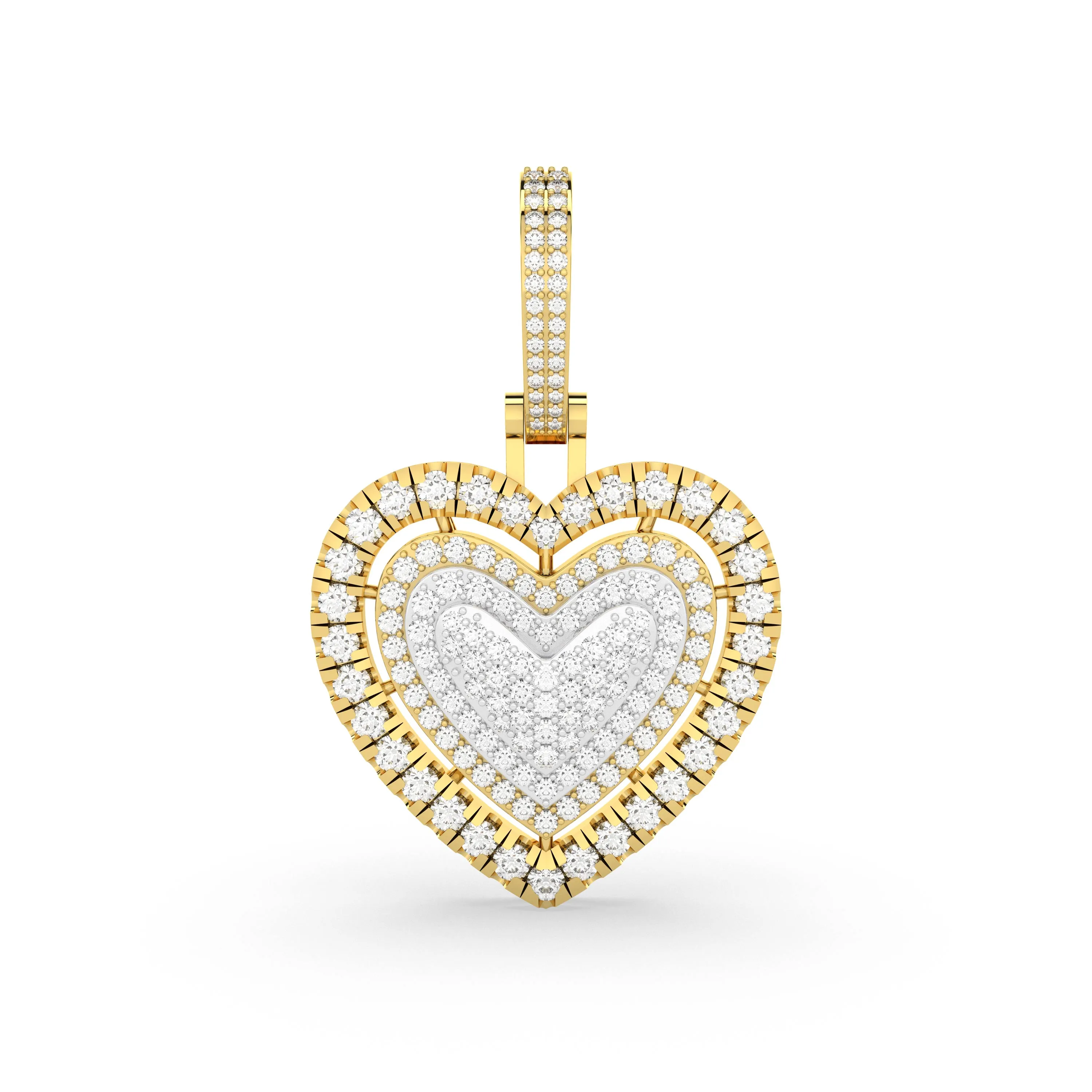 Iced Out Dripping Heart Natural Diamond Pendant For Women