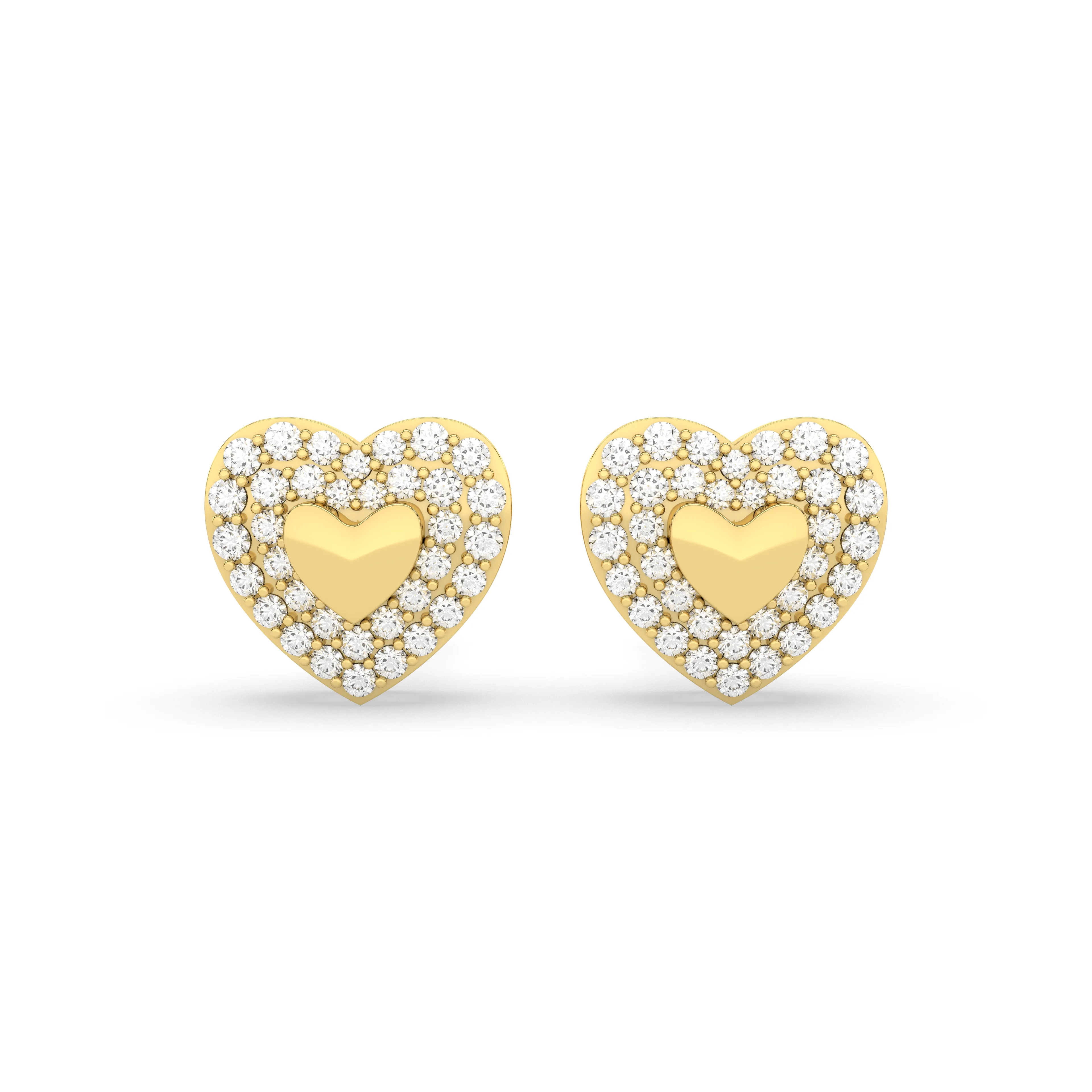 Women'S Heart-Shaped Natural Diamond Stud Earrings