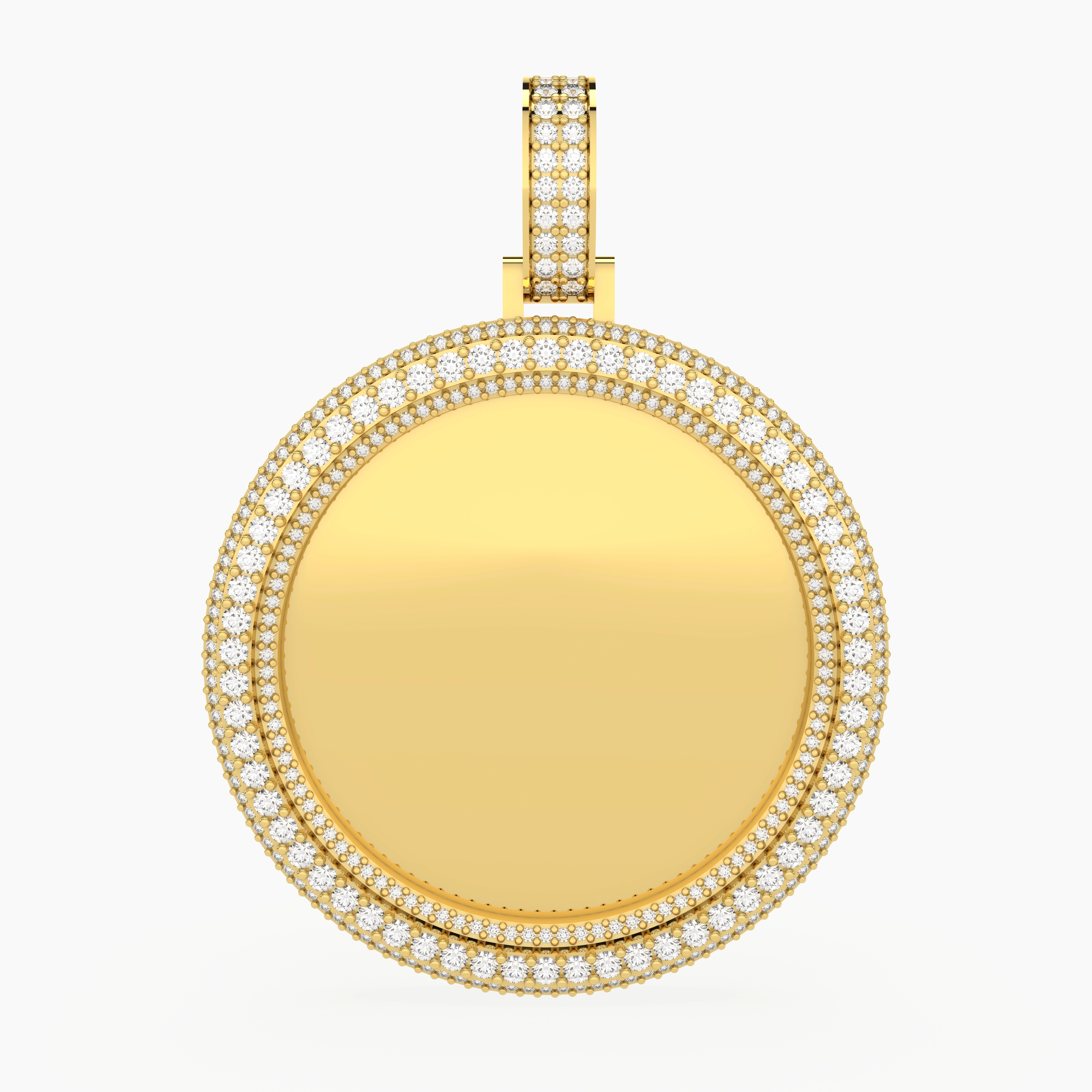 Double Row Lab Grown Diamond Border Round Shape Memory Pendant