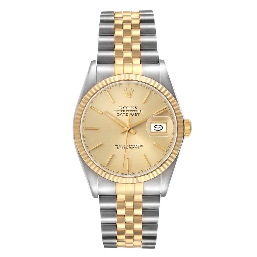 Rolex Datejust Champagne Stick Dial on D Link Jubilee Bracelet Ref. 16013 1988
