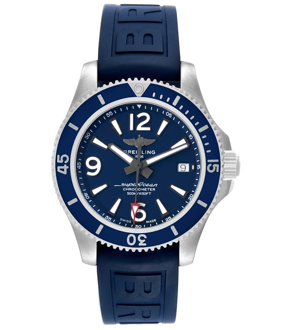 Breitling Superocean Automatic Blue Dial on Rubber & Steel Ref. A17366 Card Open Date