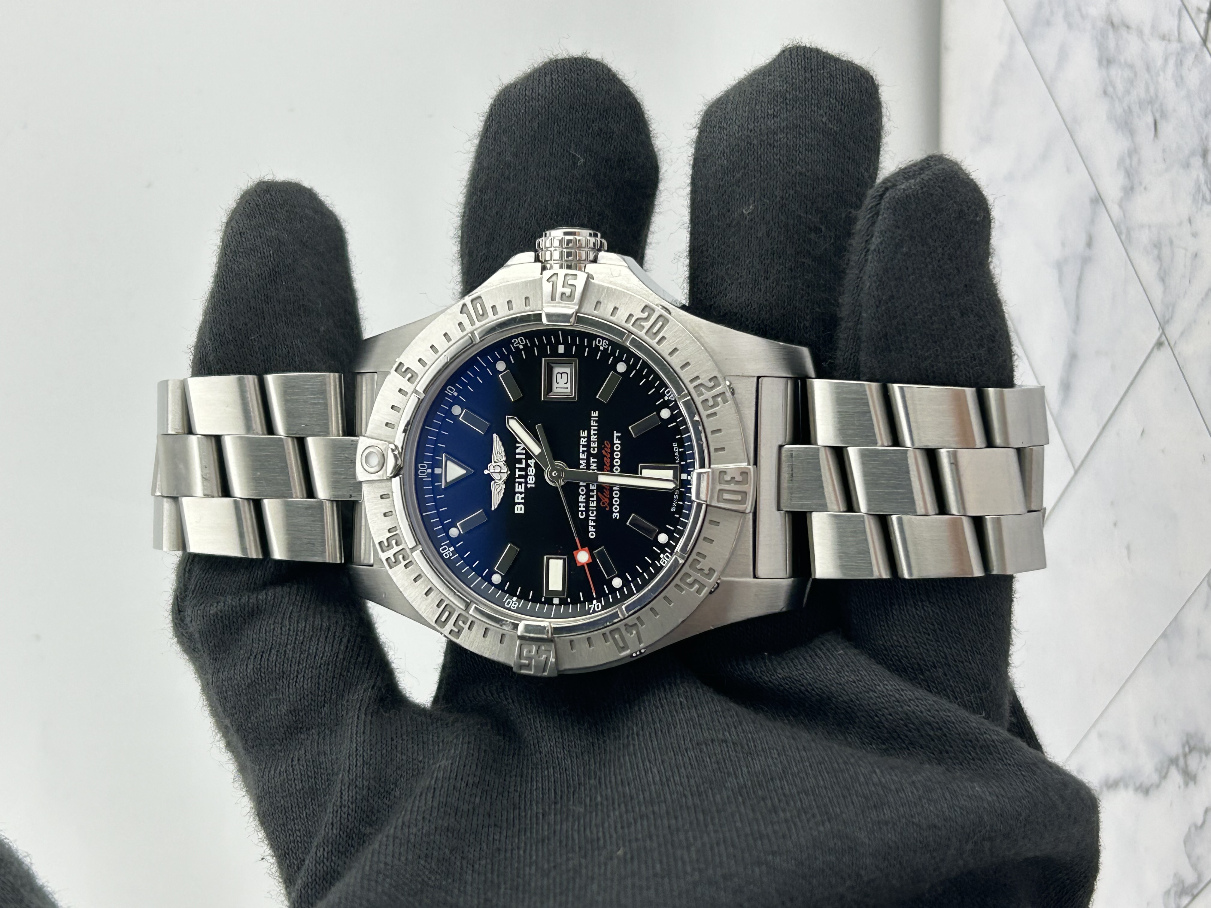 Breitling Avenger Automatic Black Dial on Stainless Steel Bracelet Ref. A1733010/BA05 Card 2013