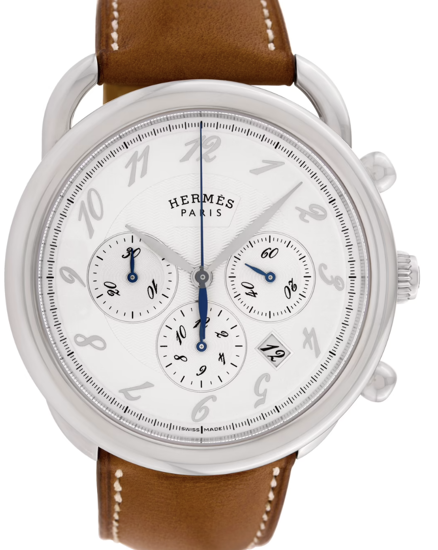 Hermes Arceau White Arabic Dial on Leather Band Ref. AR4.910A