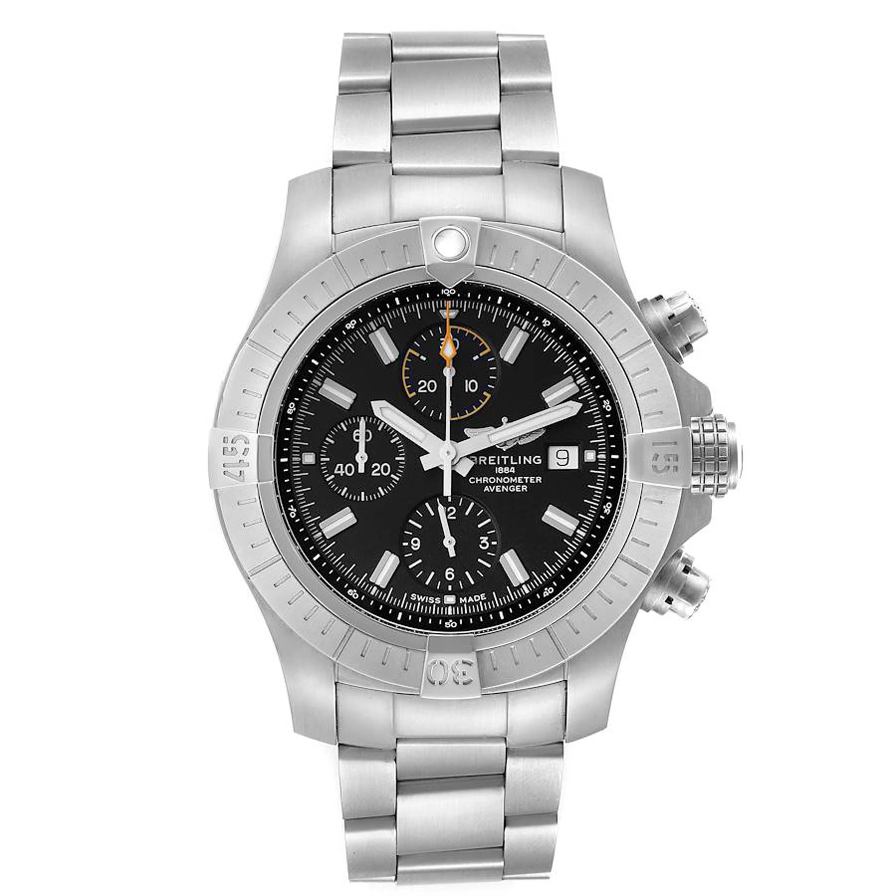 Breitling Avenger Chronograph Black Dial on Brushed Ref A13317 with Papers 2024