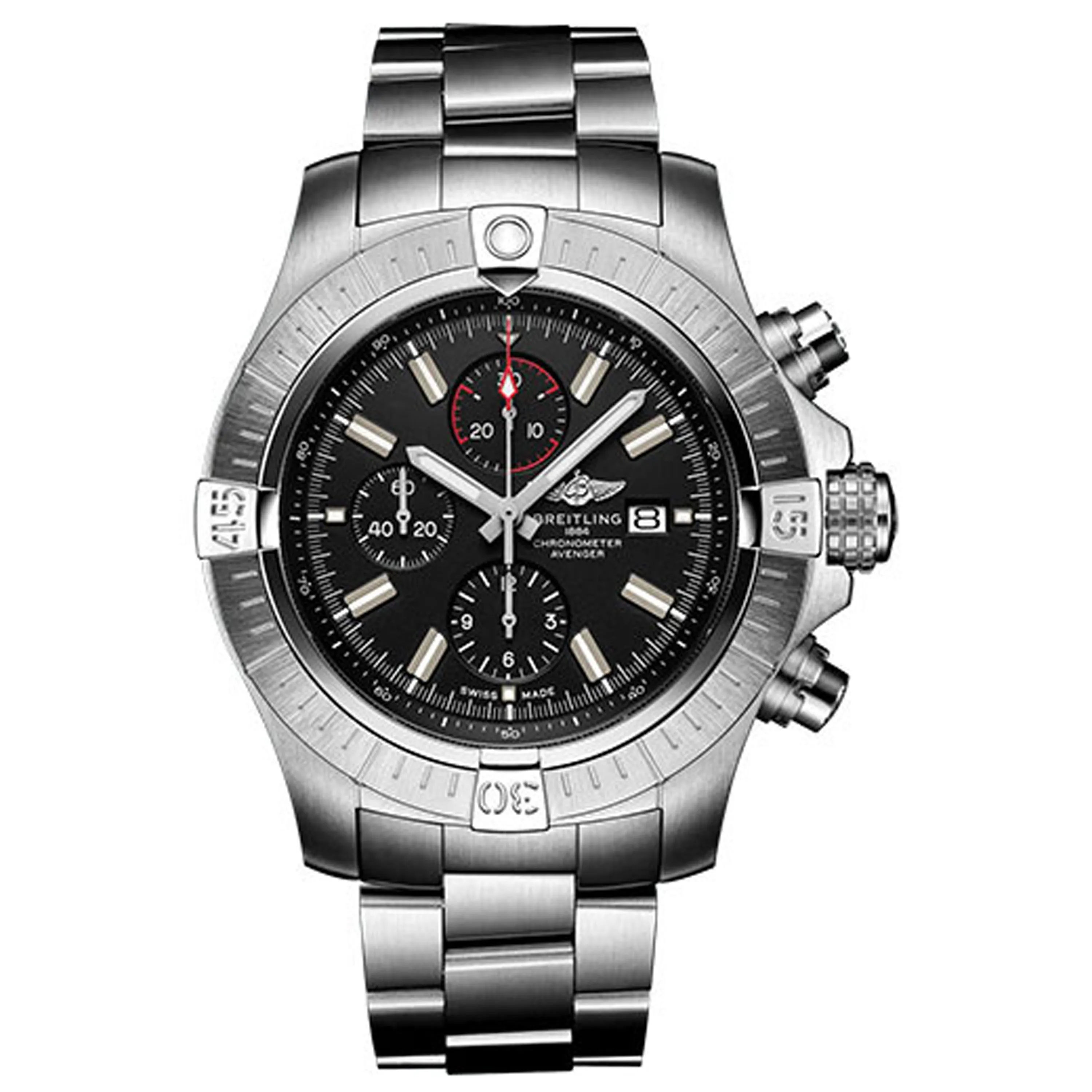 Breitling Super Avenger Chronograph B&P Black Dial On Bracelet