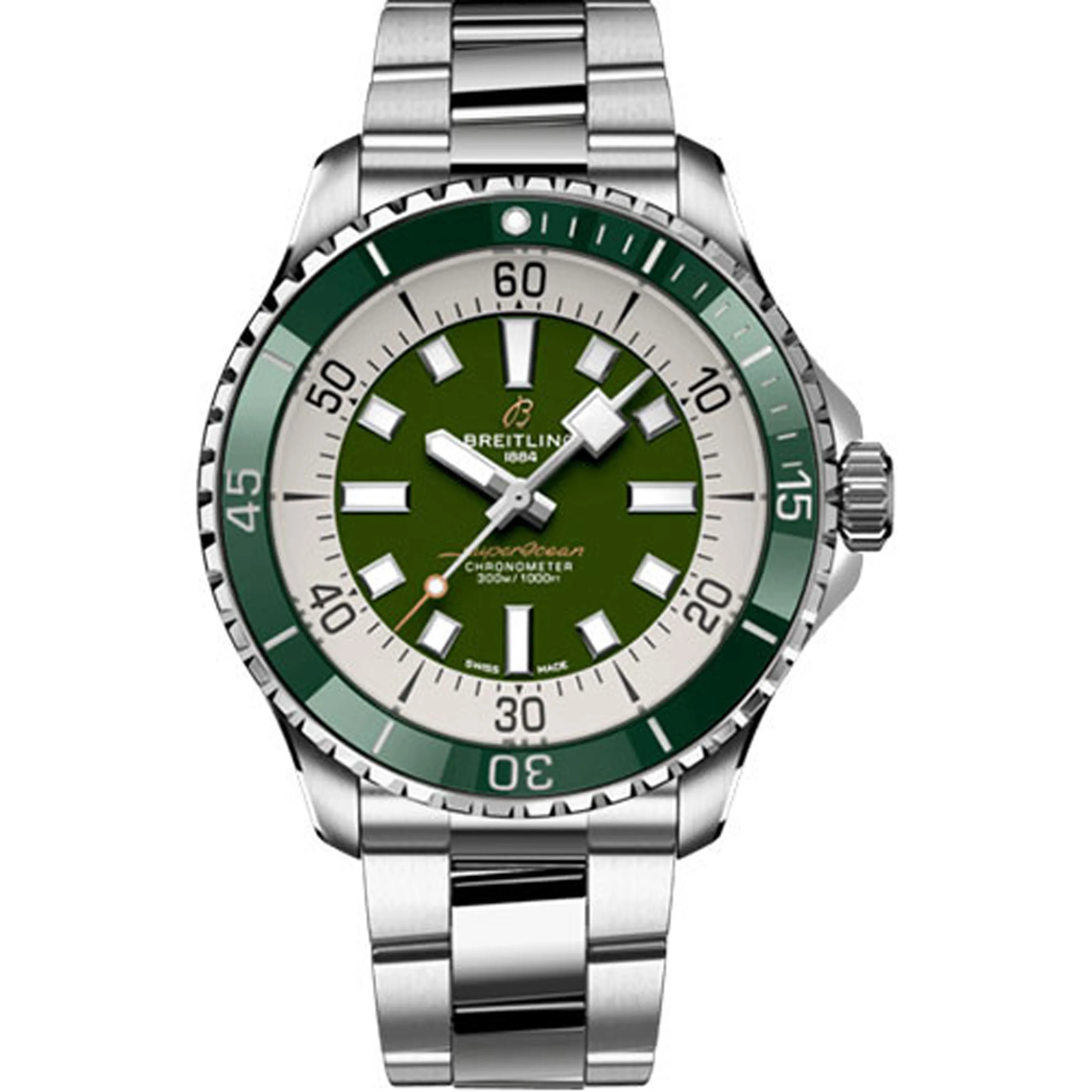 Breitling Superocean Automatic Green Dial On Bracelet