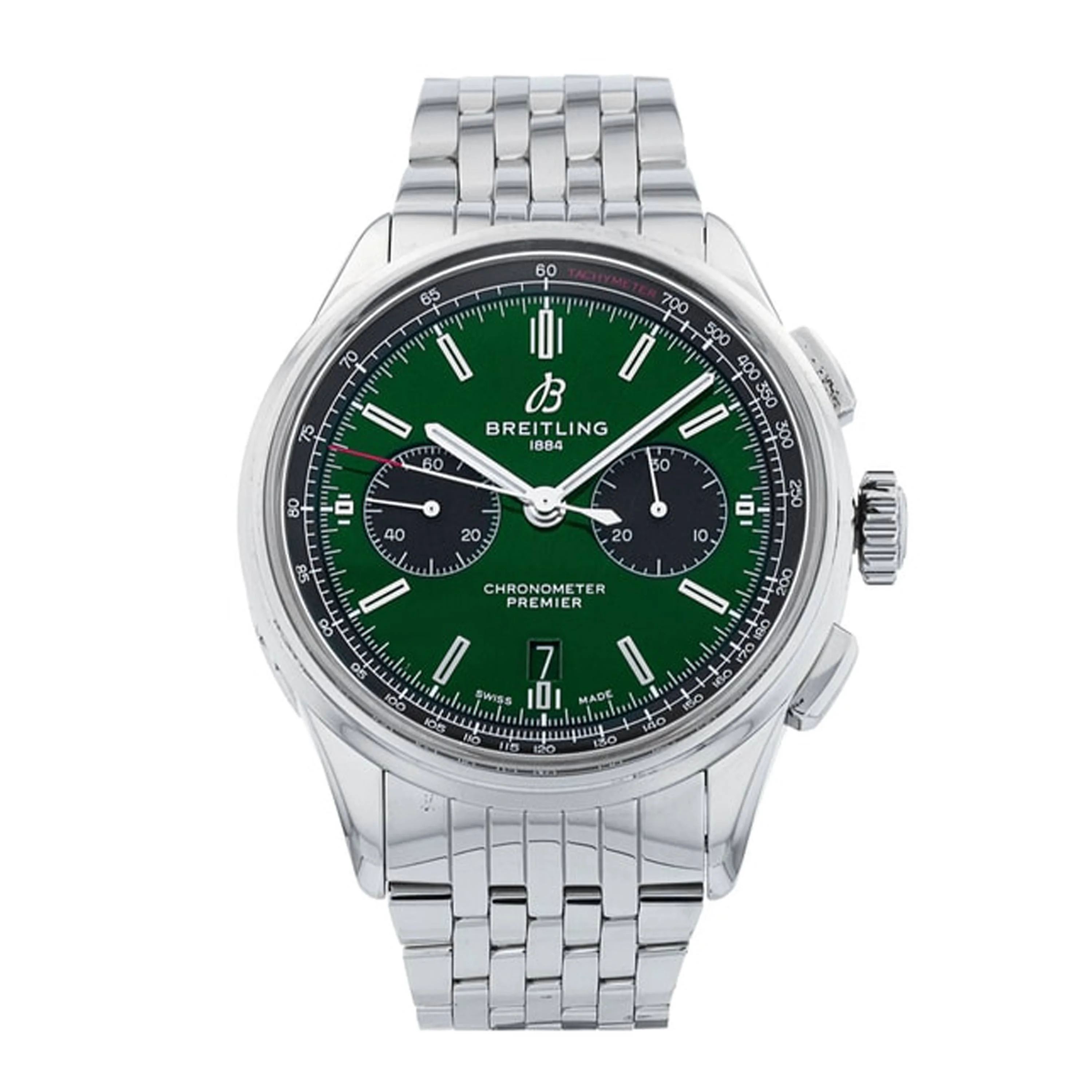Breitling Premier B01 Green Dial on Bracelet Ref AB0118 with Card 2019