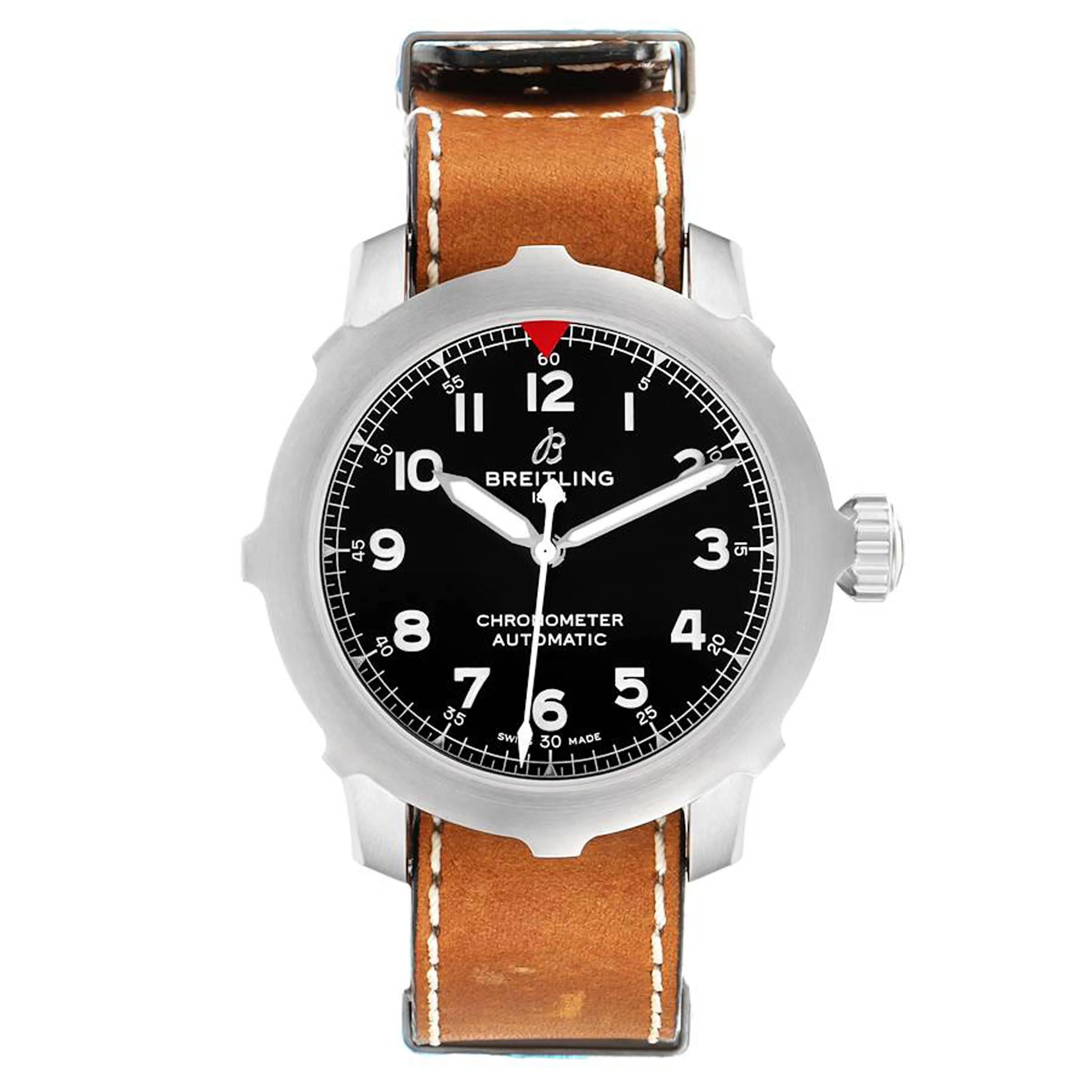 Breitling Navitimer Aviator Super 8 B&P Black Dial On Brown Calf Leather Strap