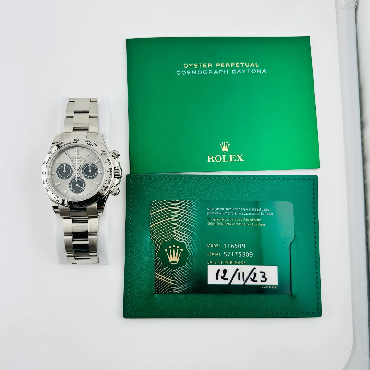 Rolex Daytona Steel And Black Index Dial on Oyster Ref 116509 with New Style Card Green 2023