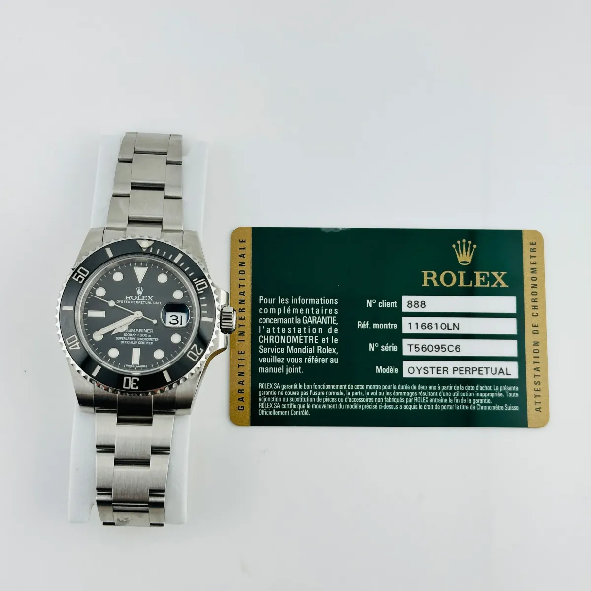 Rolex Submariner Black Dial on Oyster Ref 116610LN with Card Old Green 2014