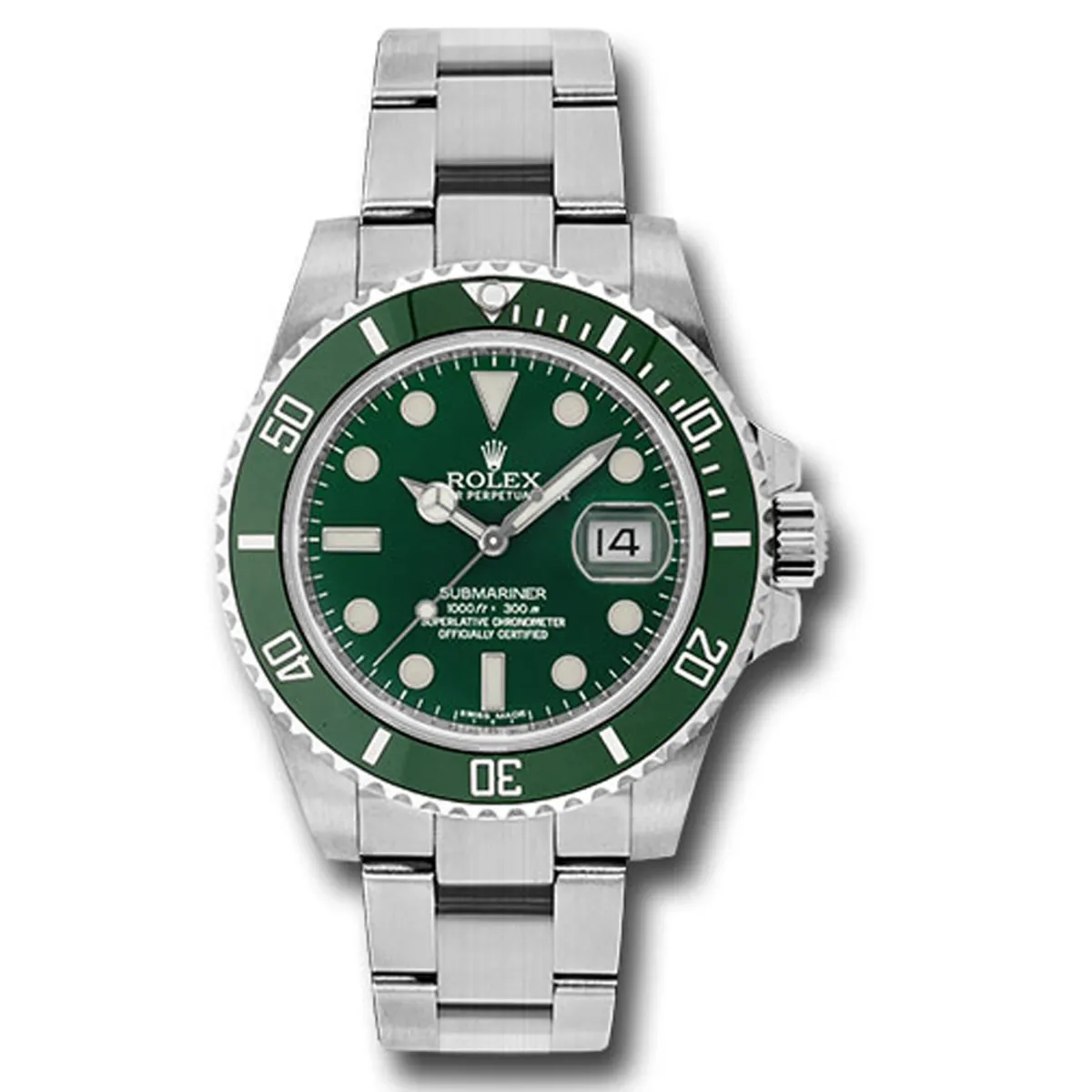 Rolex Submariner Green Dial on Oyster Ref 116610LV with New Style Card White 2017