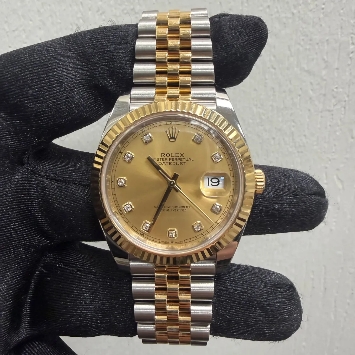 Rolex Datejust Champagne Diamond Dial on Jubilee Ref 126333 with New Style Card White 2019