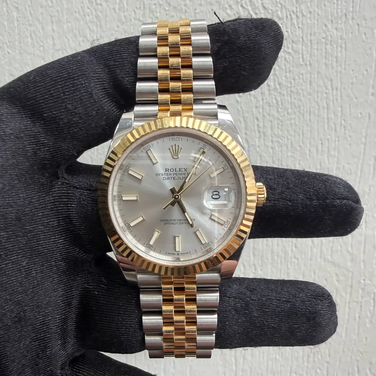 Rolex Datejust Silver Index Dial on Jubilee Ref 126333 with New Style Card Green 2024