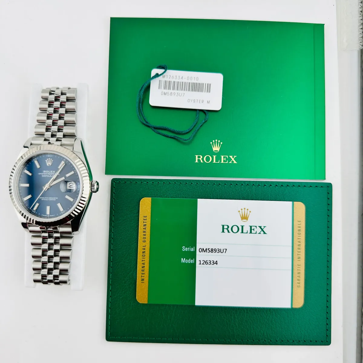 Rolex Datejust Blue Index Dial On Jubilee Ref 126334 W\ith New Style Card White 2019