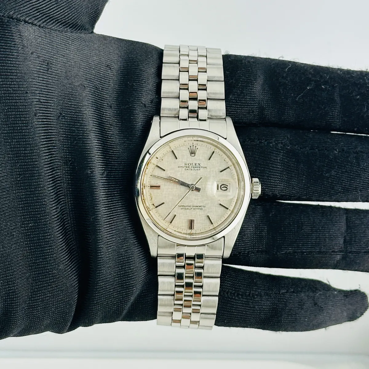 Rolex Datejust Silver Linen Dial On Jubilee Ref 1600