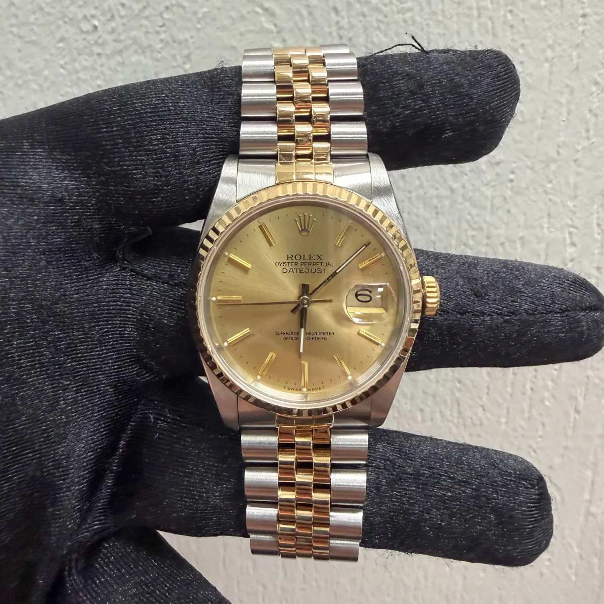 Rolex Datejust Gold Dial On Jubilee Ref 16233