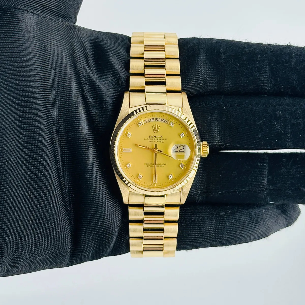 Rolex DayDate Champagne Diamond Dial On President Style Old Buckle