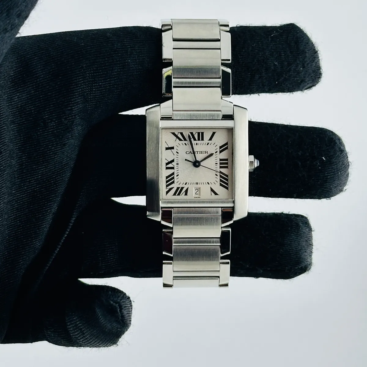 Cartier Tank Francaise Large White Roman Dial Ref 2302