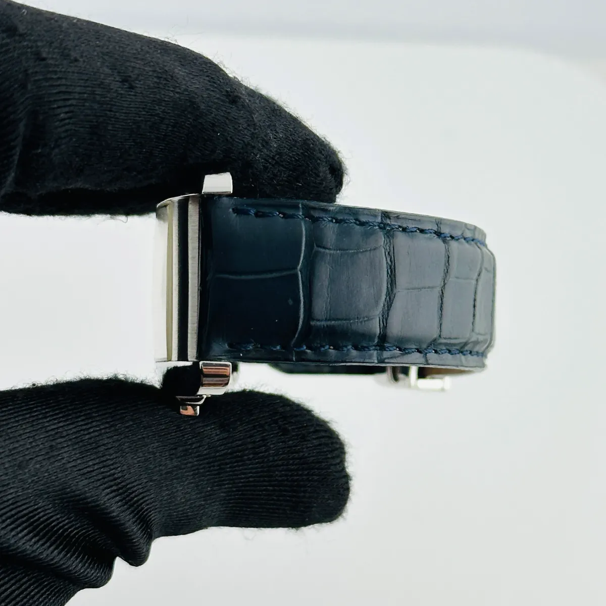 Cartier Tank Americaine Chronograph White Roman Dial on Midnight Blue Leather Ref 2312