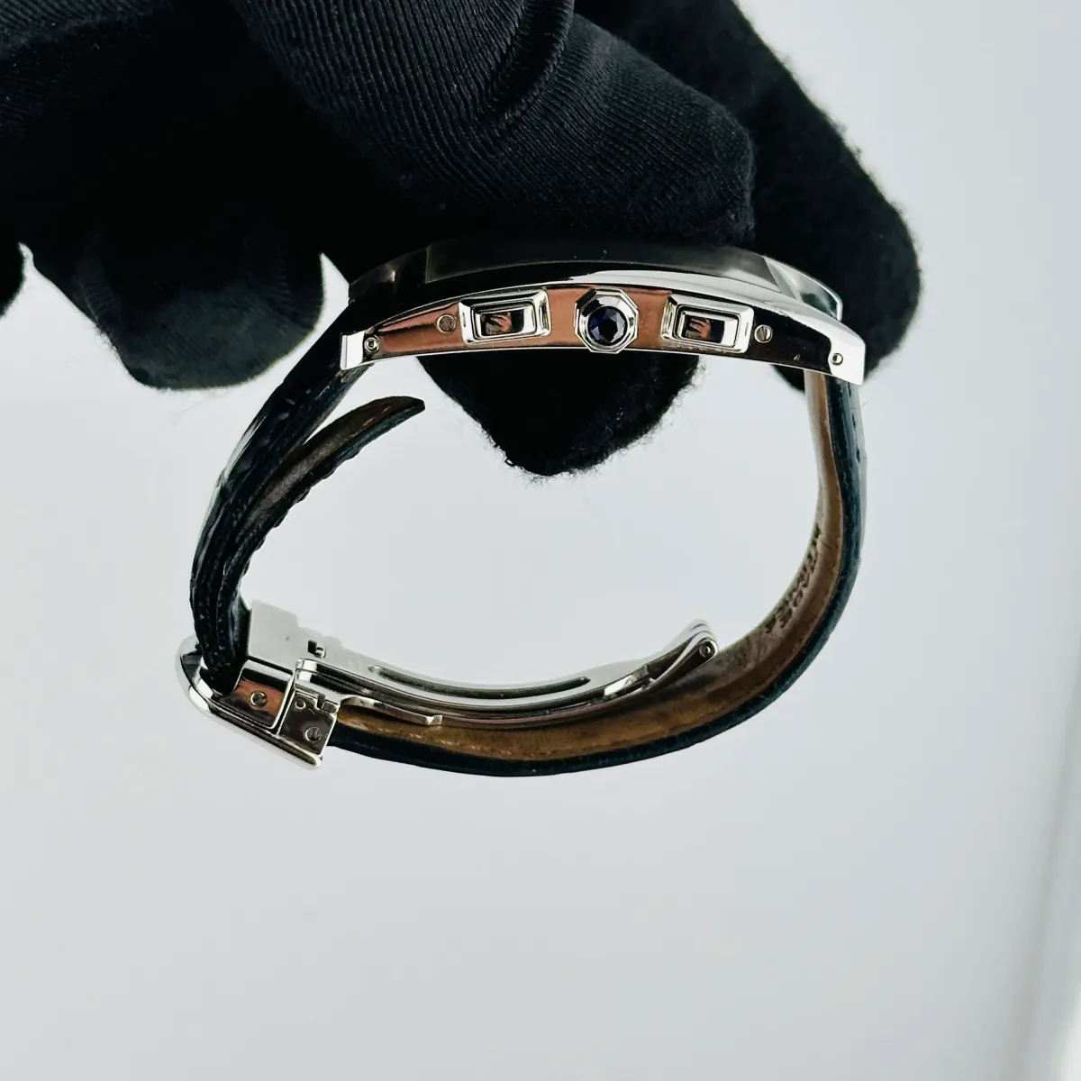 Cartier Tank Americaine Chronograph White Roman Dial on Midnight Blue Leather Ref 2312