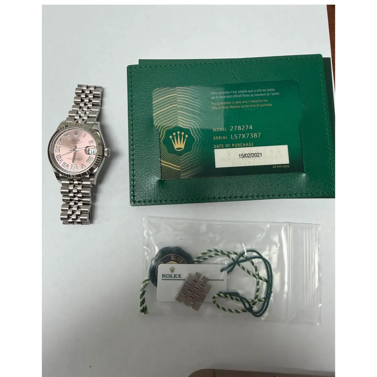 Rolex Datejust 31 Pink Roman Diamond 6 Dial on Jubilee Ref 278274 with New Style Card Green 2021