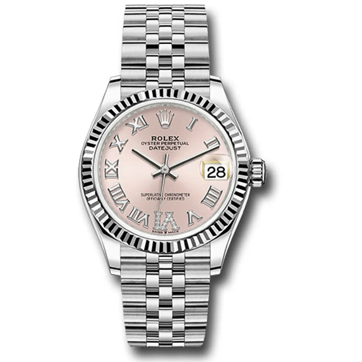 Rolex Datejust 31 Pink Roman Diamond 6 Dial on Jubilee Ref 278274 with New Style Card Green 2021